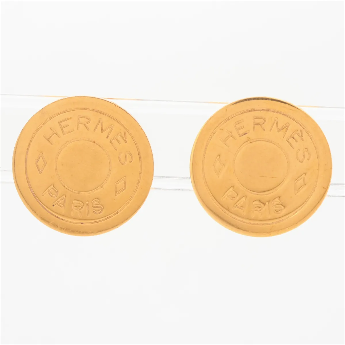 Sellier Earrings (Pair) GP Gold. Shows signs of wear,