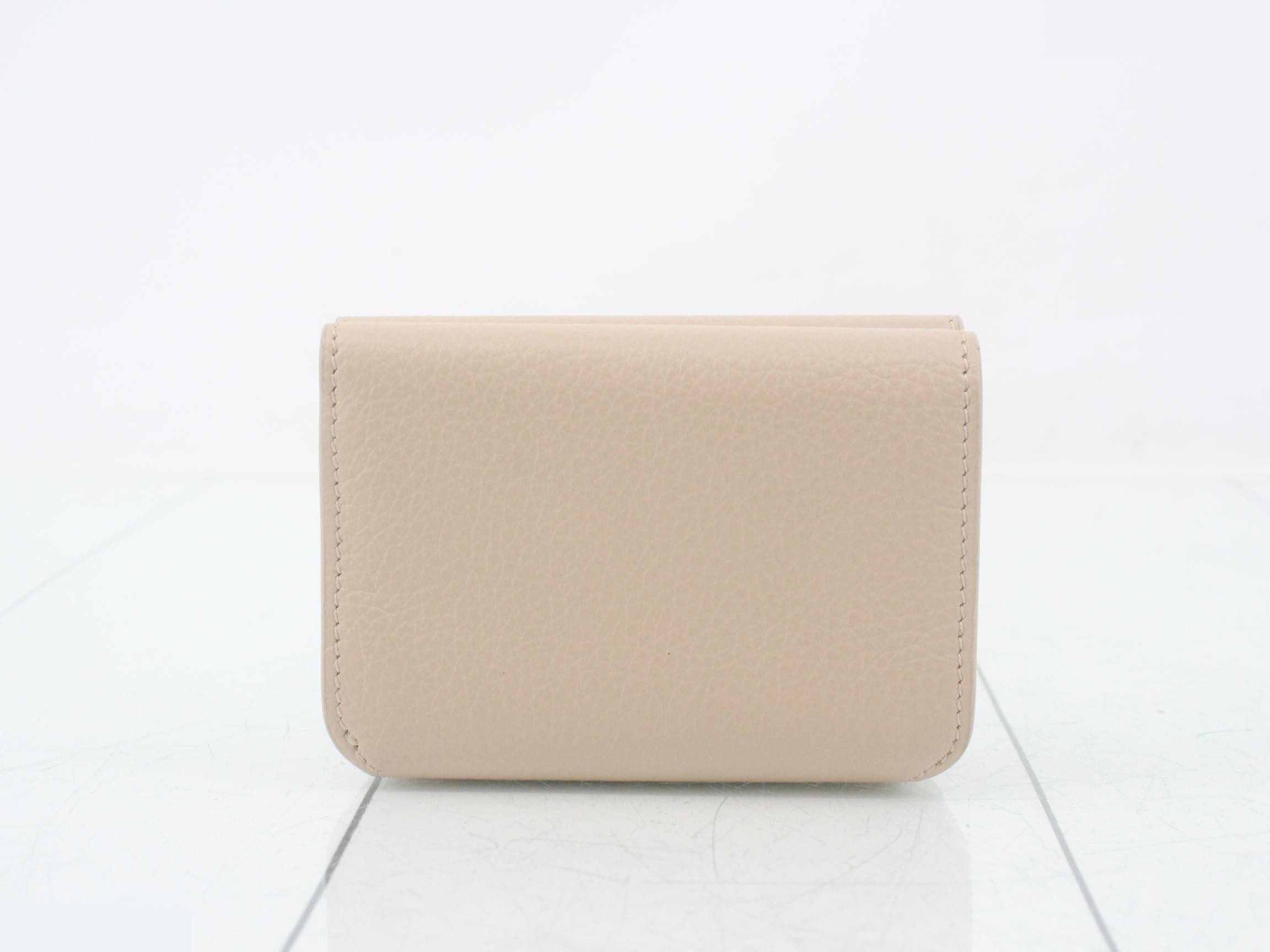 Tri-fold wallet, beige, leather — view 2