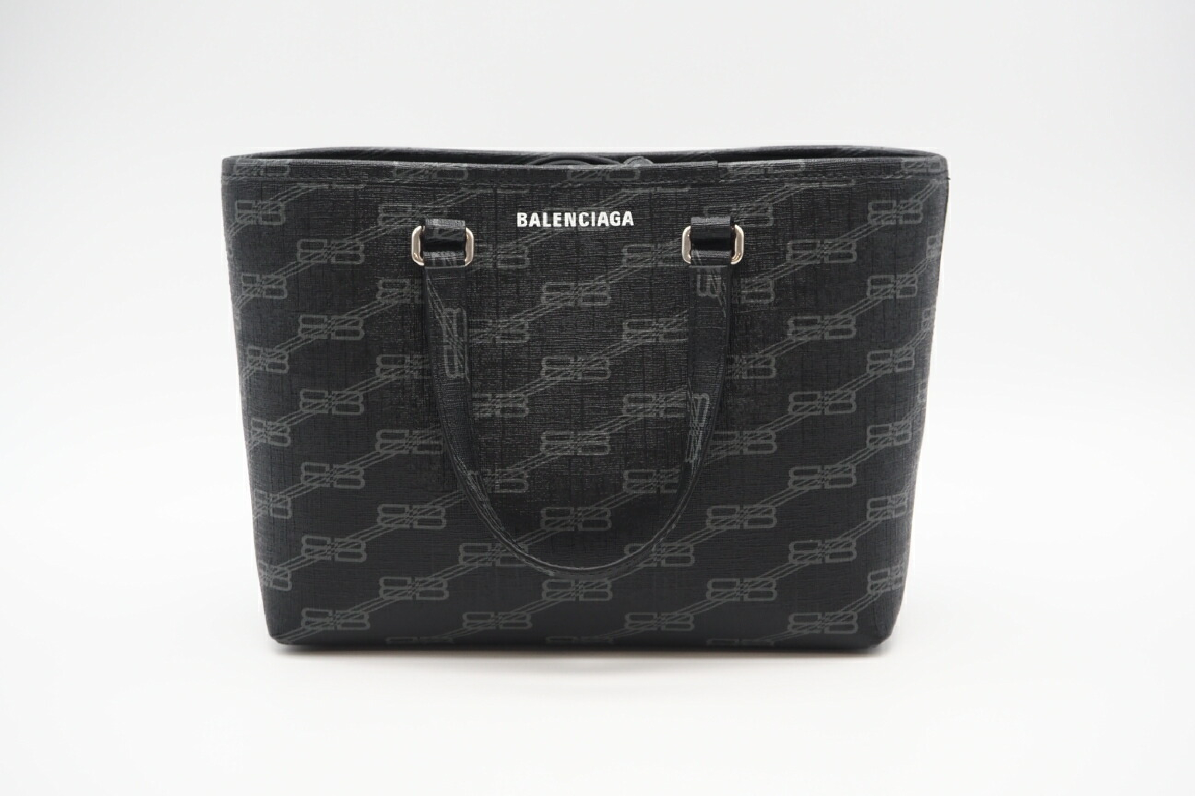 702699 BB Monogram Black Grey Signature Small Shopper Bag Handbag — view 2