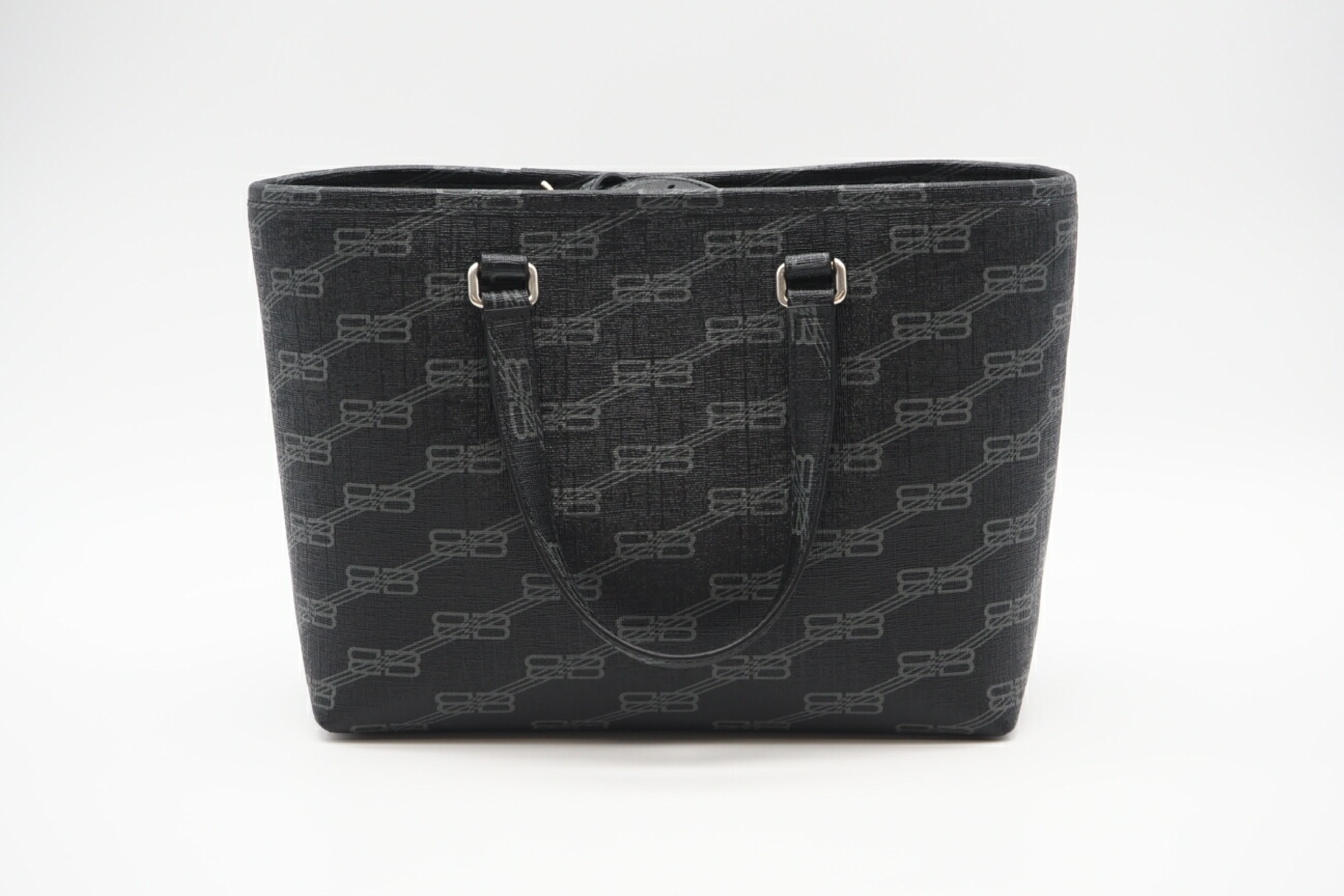 702699 BB Monogram Black Grey Signature Small Shopper Bag Handbag — view 3