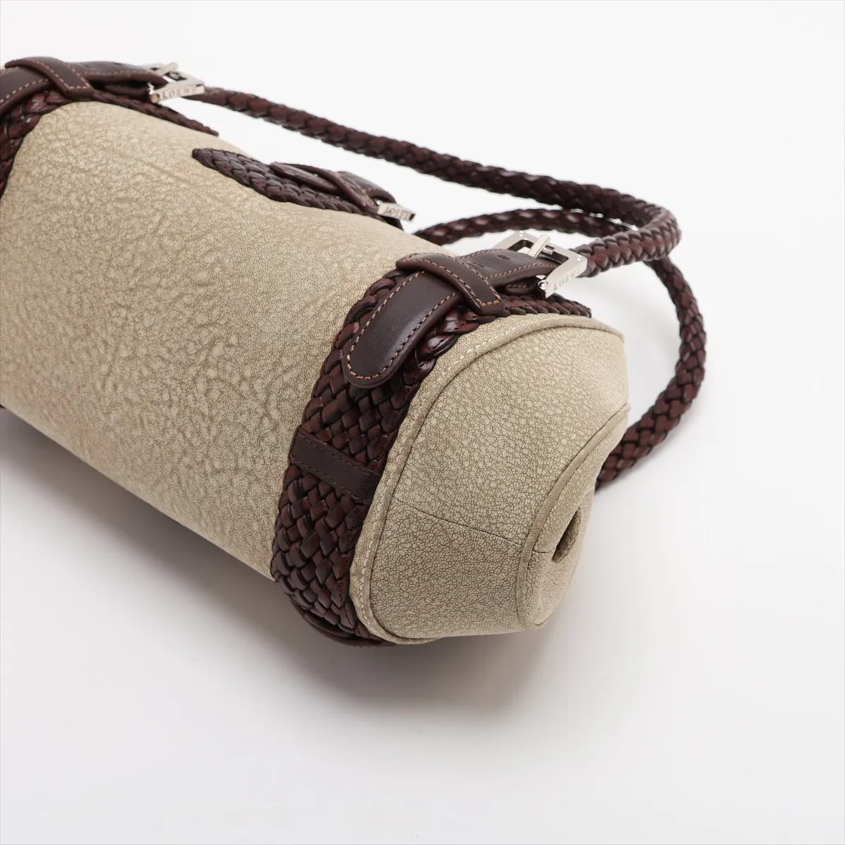 Senda Suede x Leather Handbag, Beige x Brown — view 3