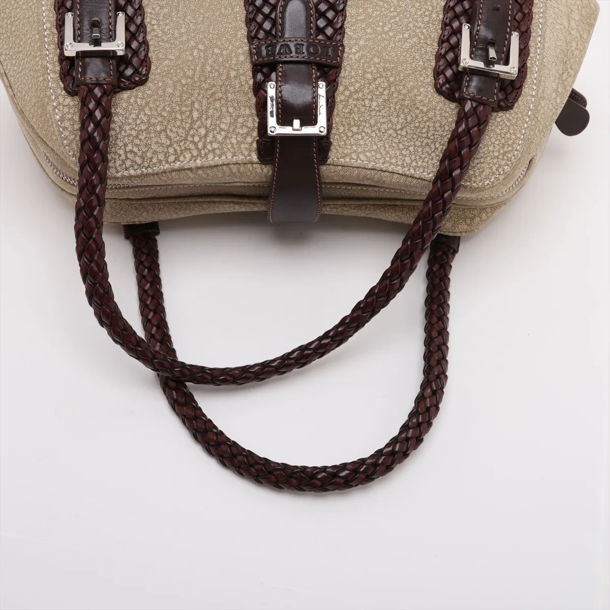 Senda Suede x Leather Handbag, Beige x Brown — view 5