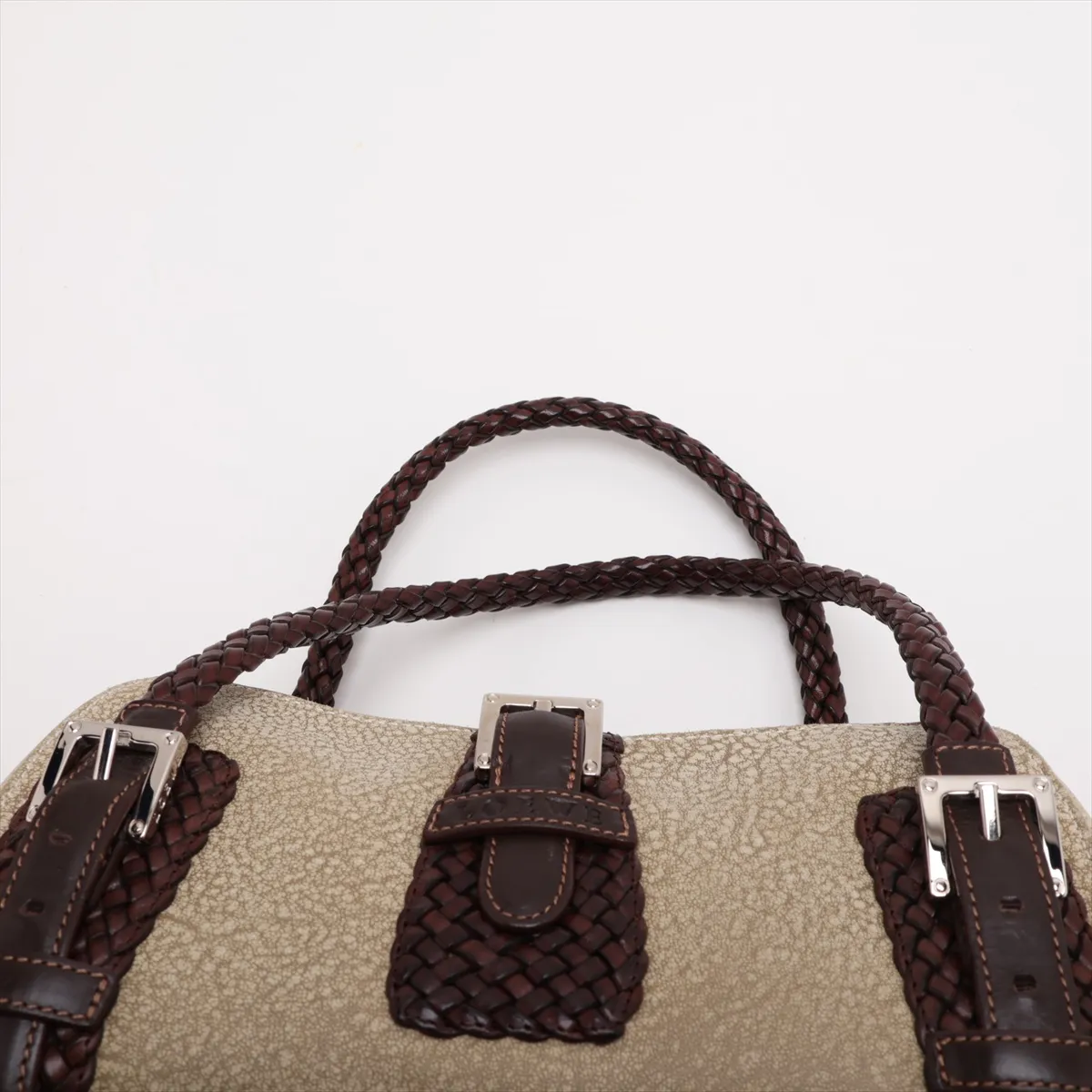 Senda Suede x Leather Handbag, Beige x Brown — view 6