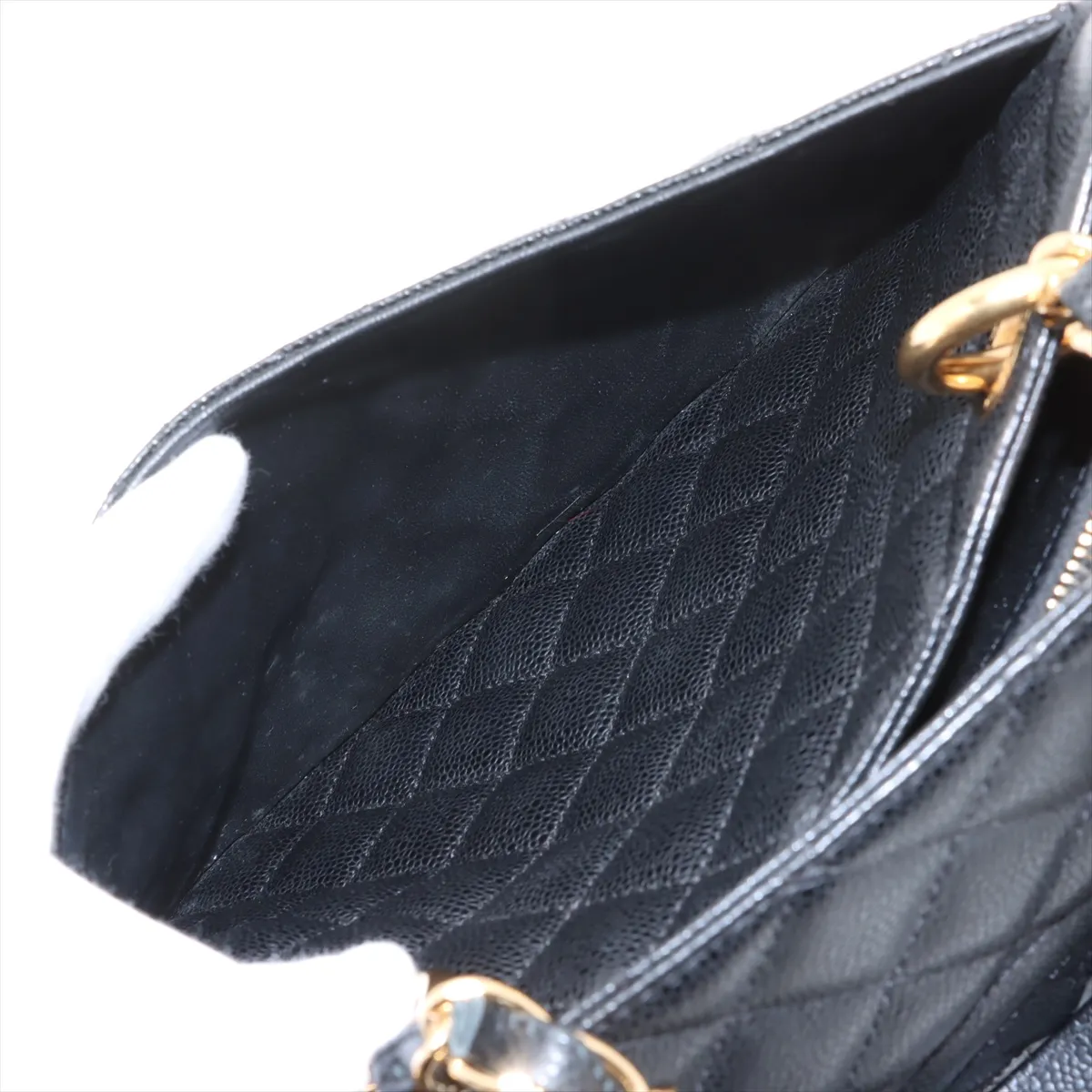 GST caviar skin double flap double chain tote bag black gold hardware 19405197 19th series — view 11