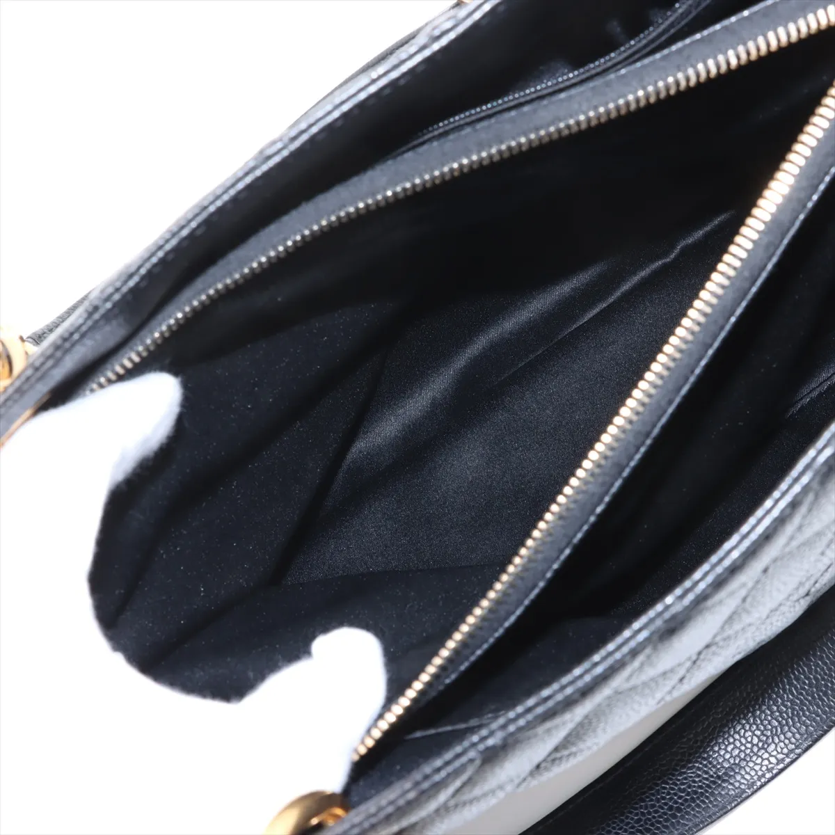 GST caviar skin double flap double chain tote bag black gold hardware 19405197 19th series — view 12