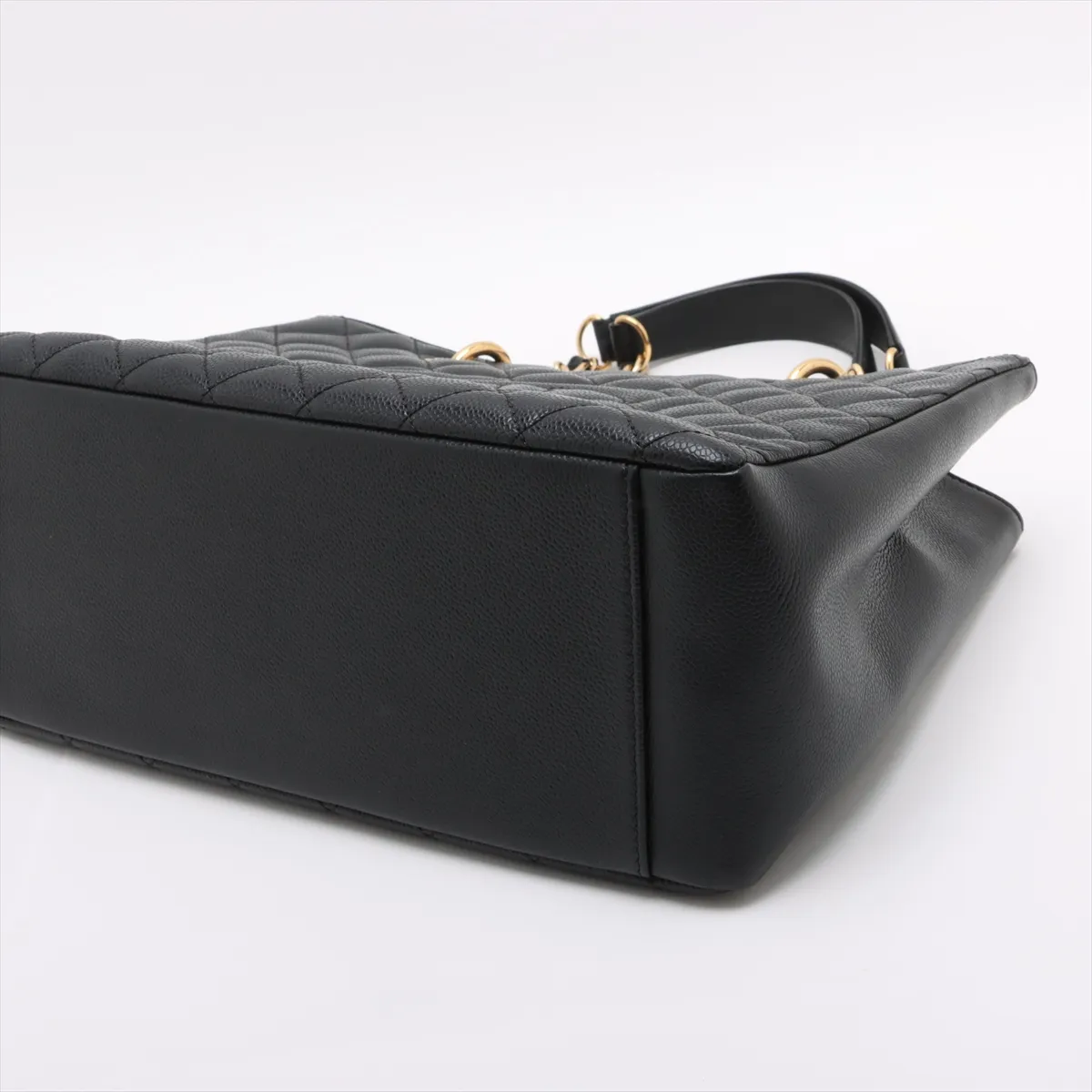 GST caviar skin double flap double chain tote bag black gold hardware 19405197 19th series — view 3