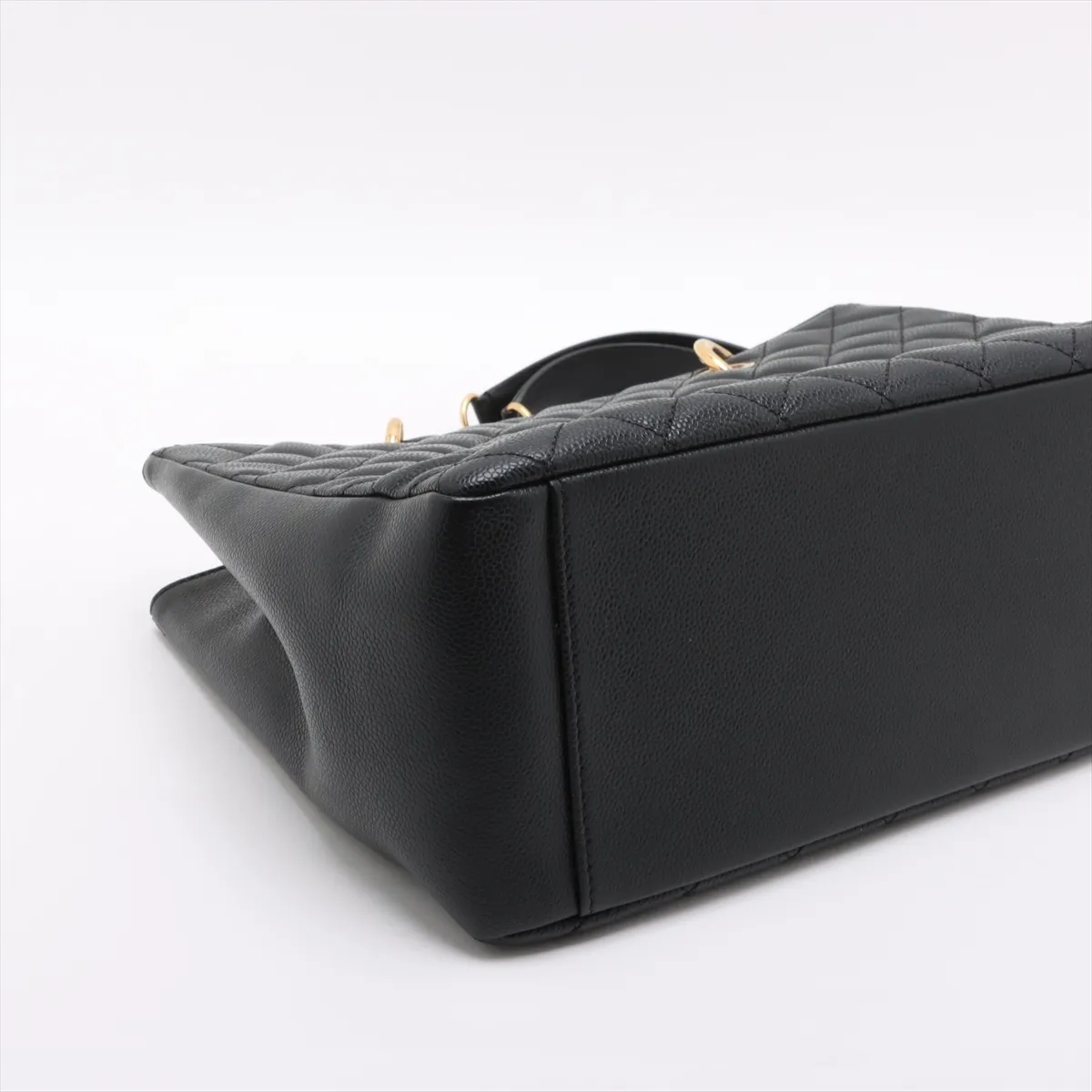 GST caviar skin double flap double chain tote bag black gold hardware 19405197 19th series — view 4