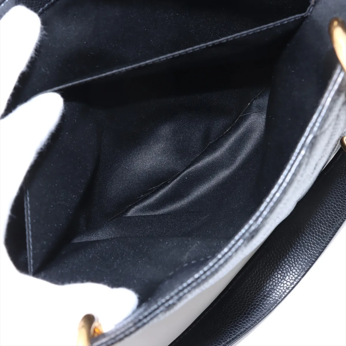 GST caviar skin double flap double chain tote bag black gold hardware 19405197 19th series — view 9