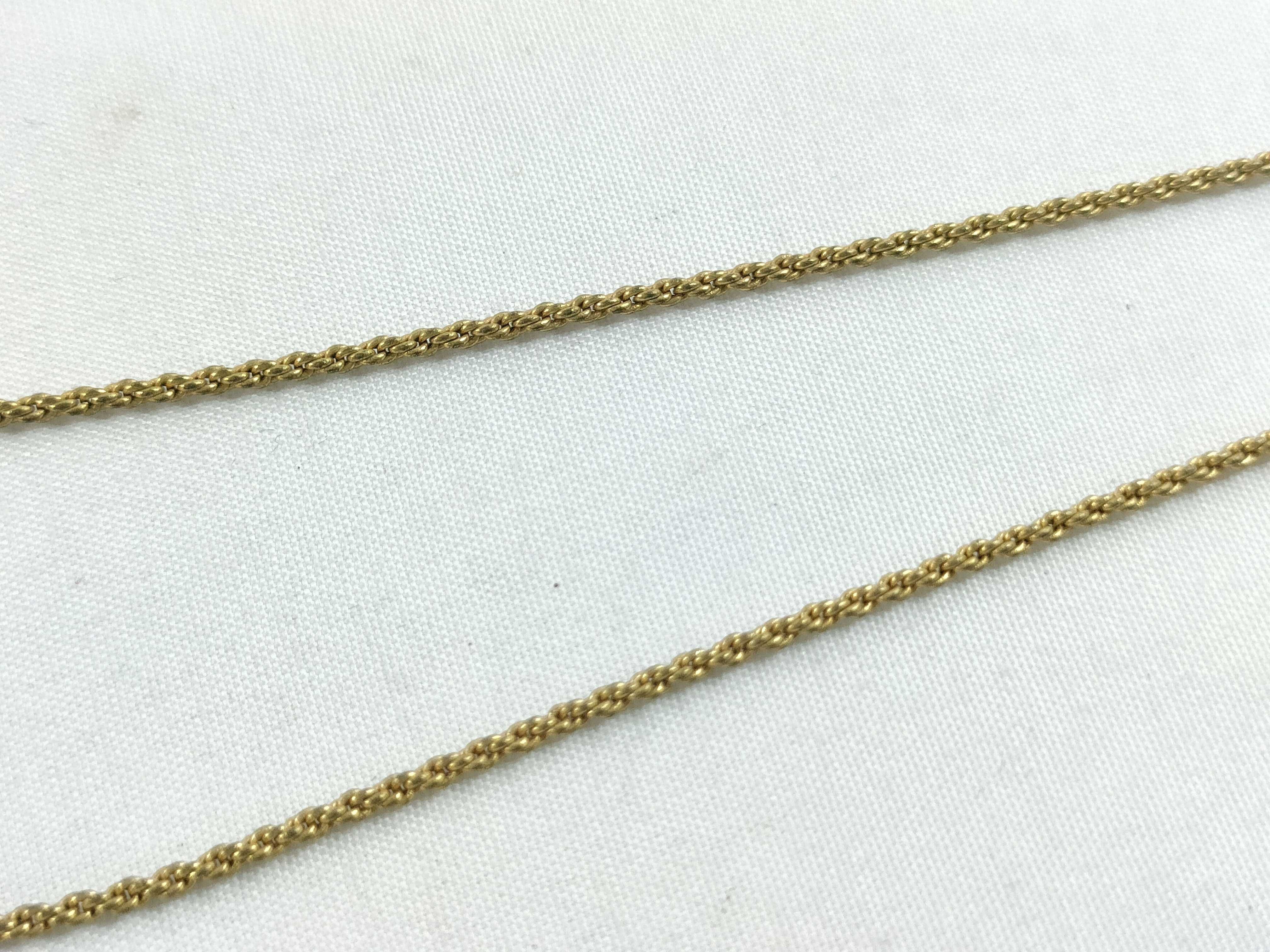 Necklace with Logo and Rhinestones, Gold — view 5