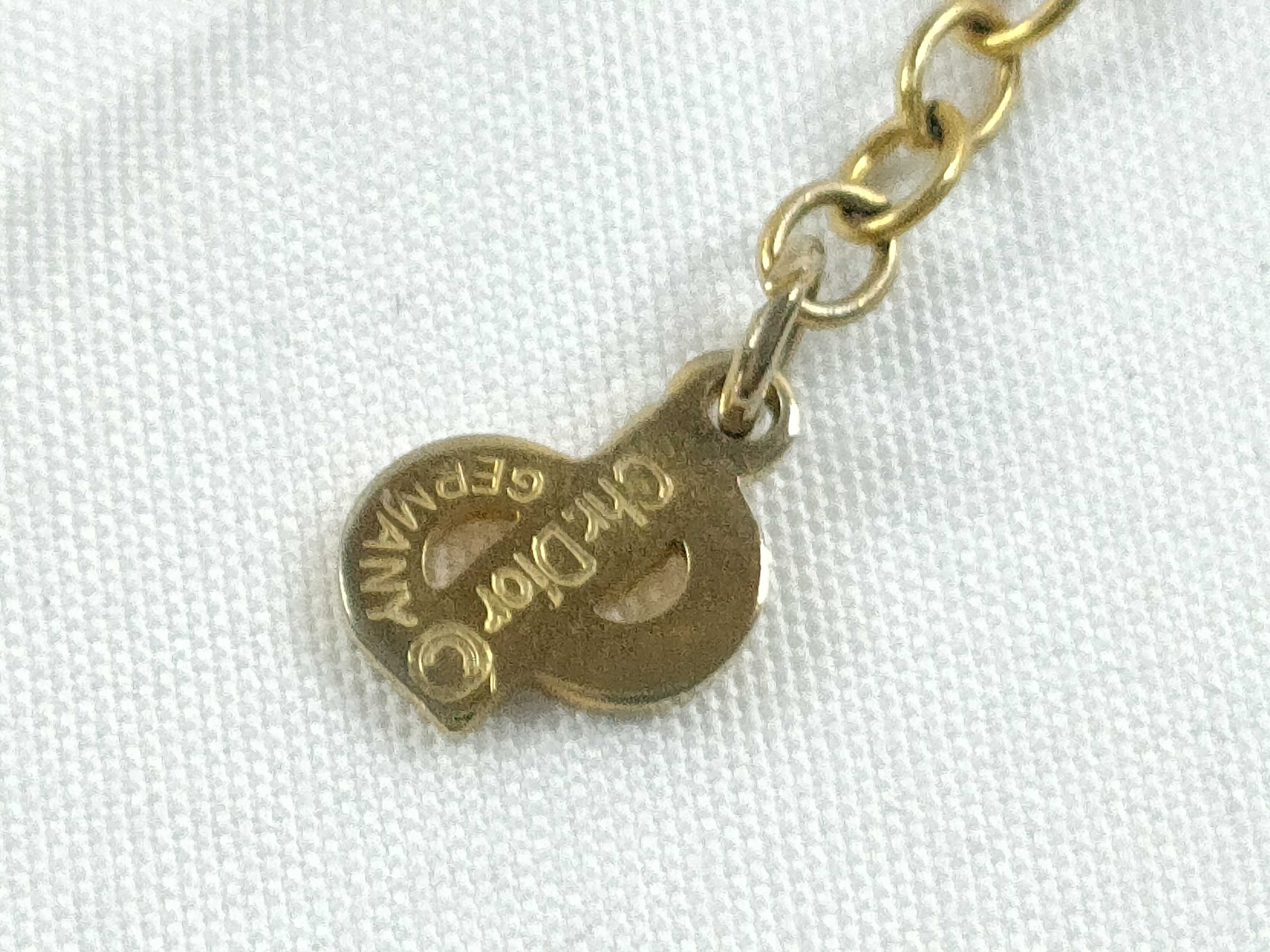 Necklace with Logo and Rhinestones, Gold — view 6