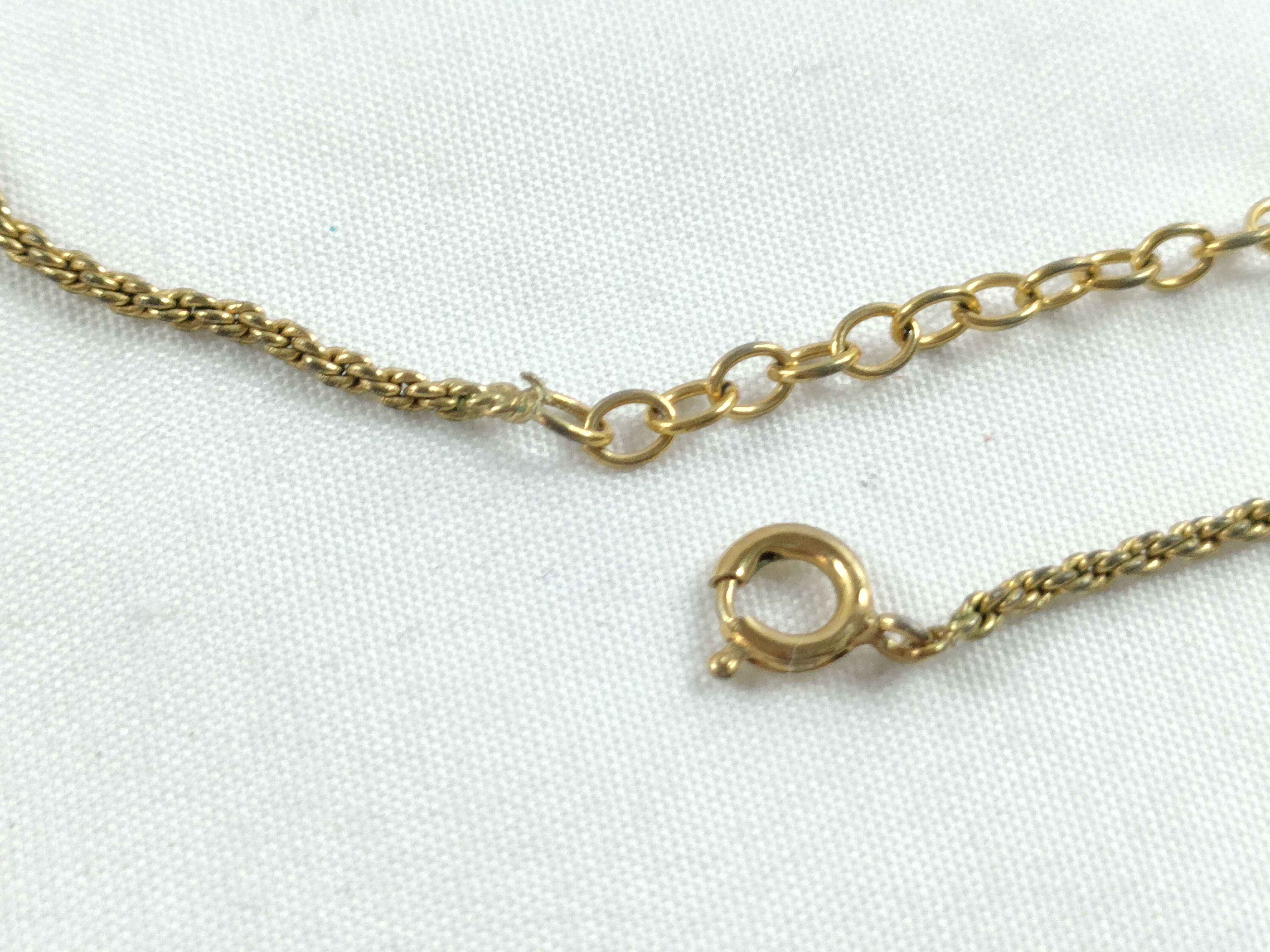 Necklace with Logo and Rhinestones, Gold — view 8