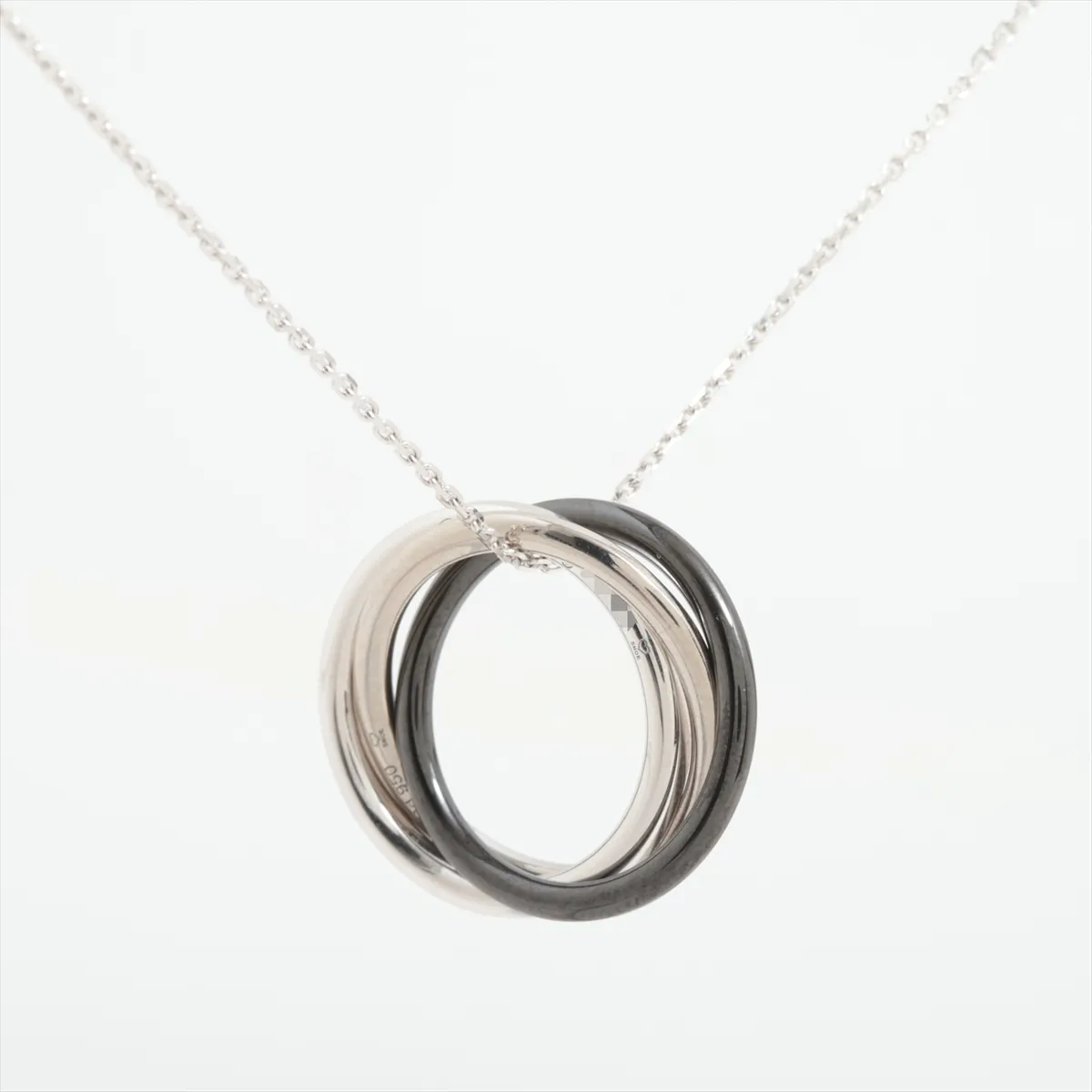 Trinity Diamond Necklace 750(WG)×Pd950×Ceramic 6.0g SD4853 Top scratch — view 2