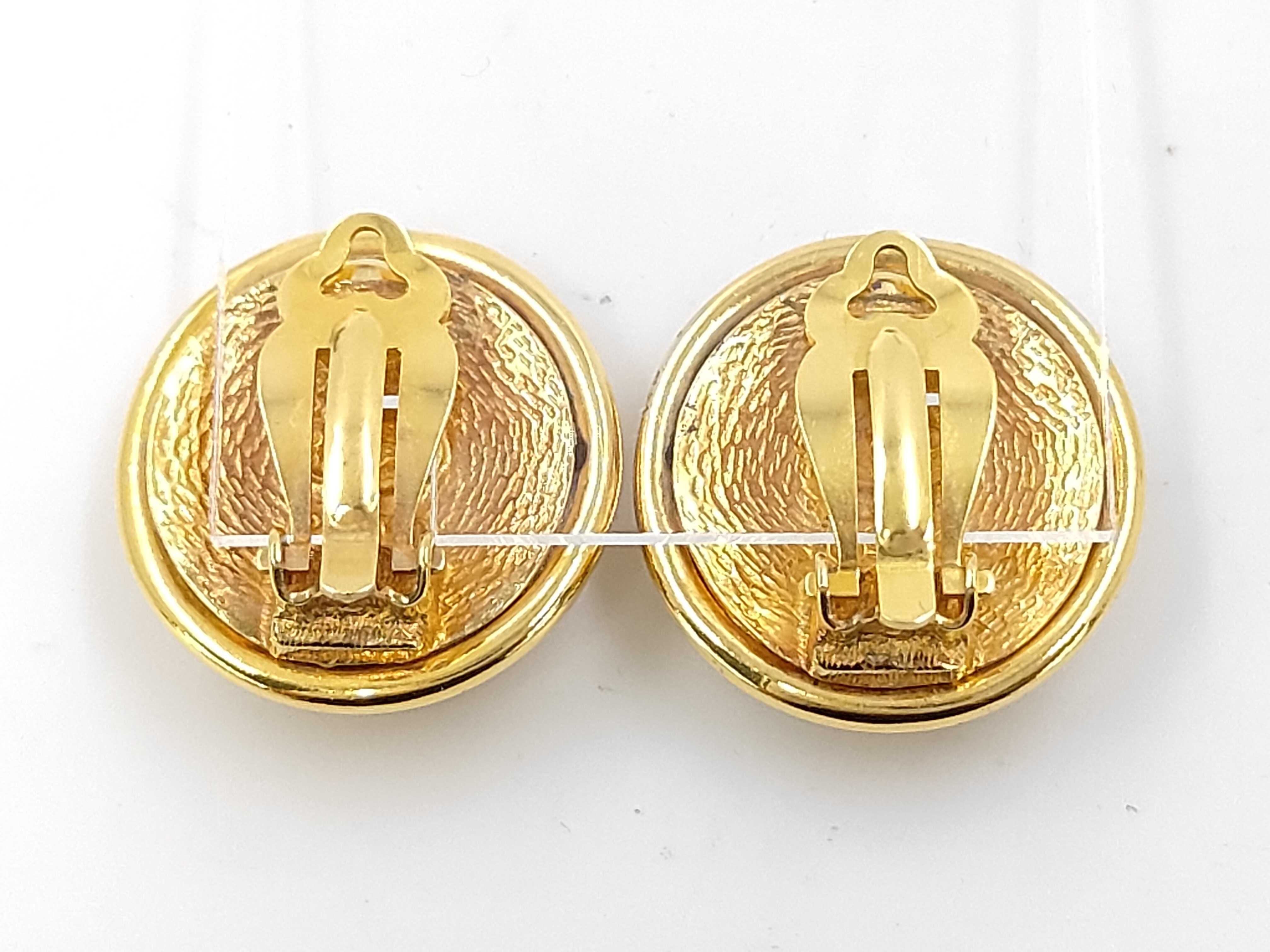 Gold Plated Vintage Coco Mark Round Mirror Earrings (with comments) — view 2
