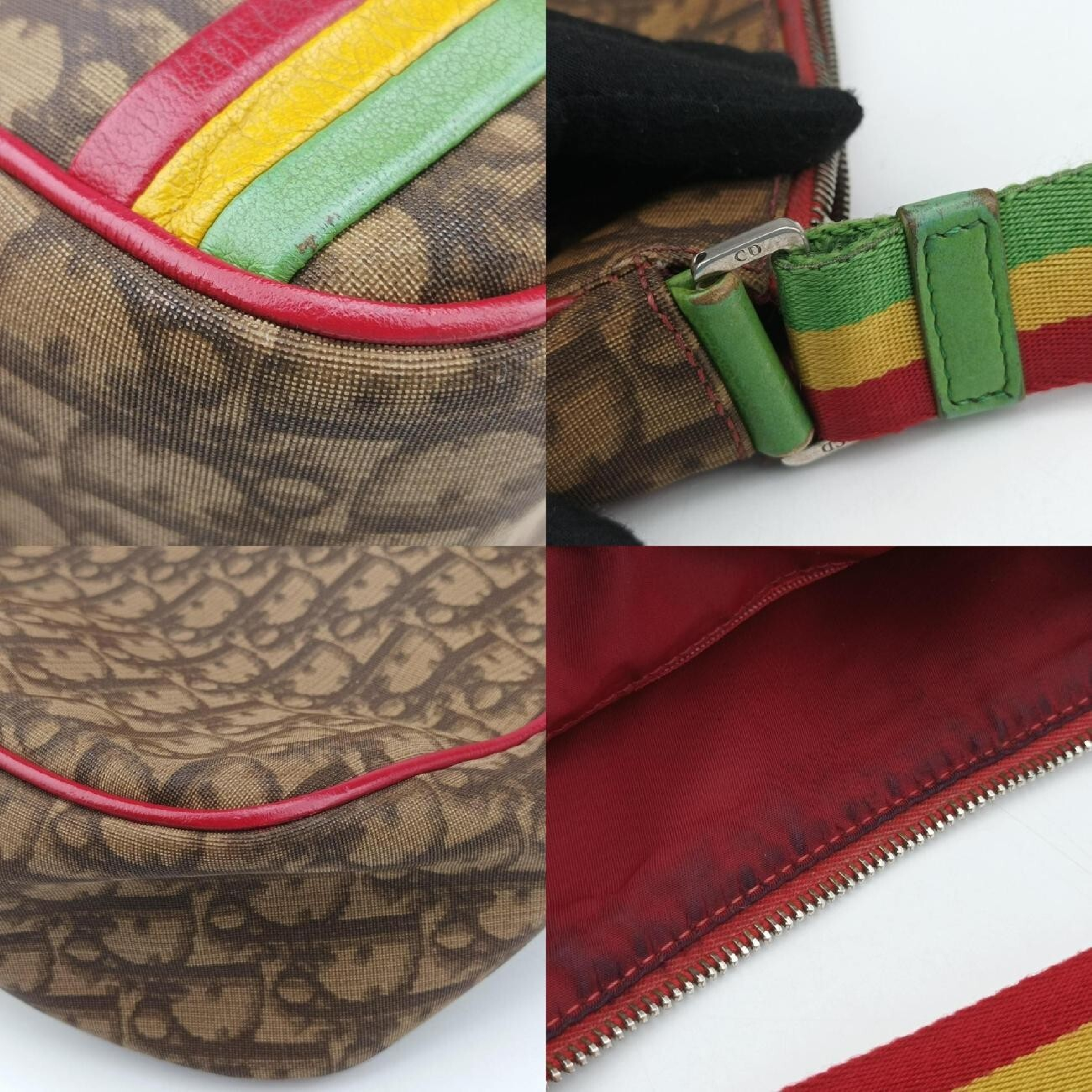 Rasta Trotter Messenger Bag, Beige x Multicolor PVC Coated Canvas, BO A 0074 Shoulder Bag — view 9
