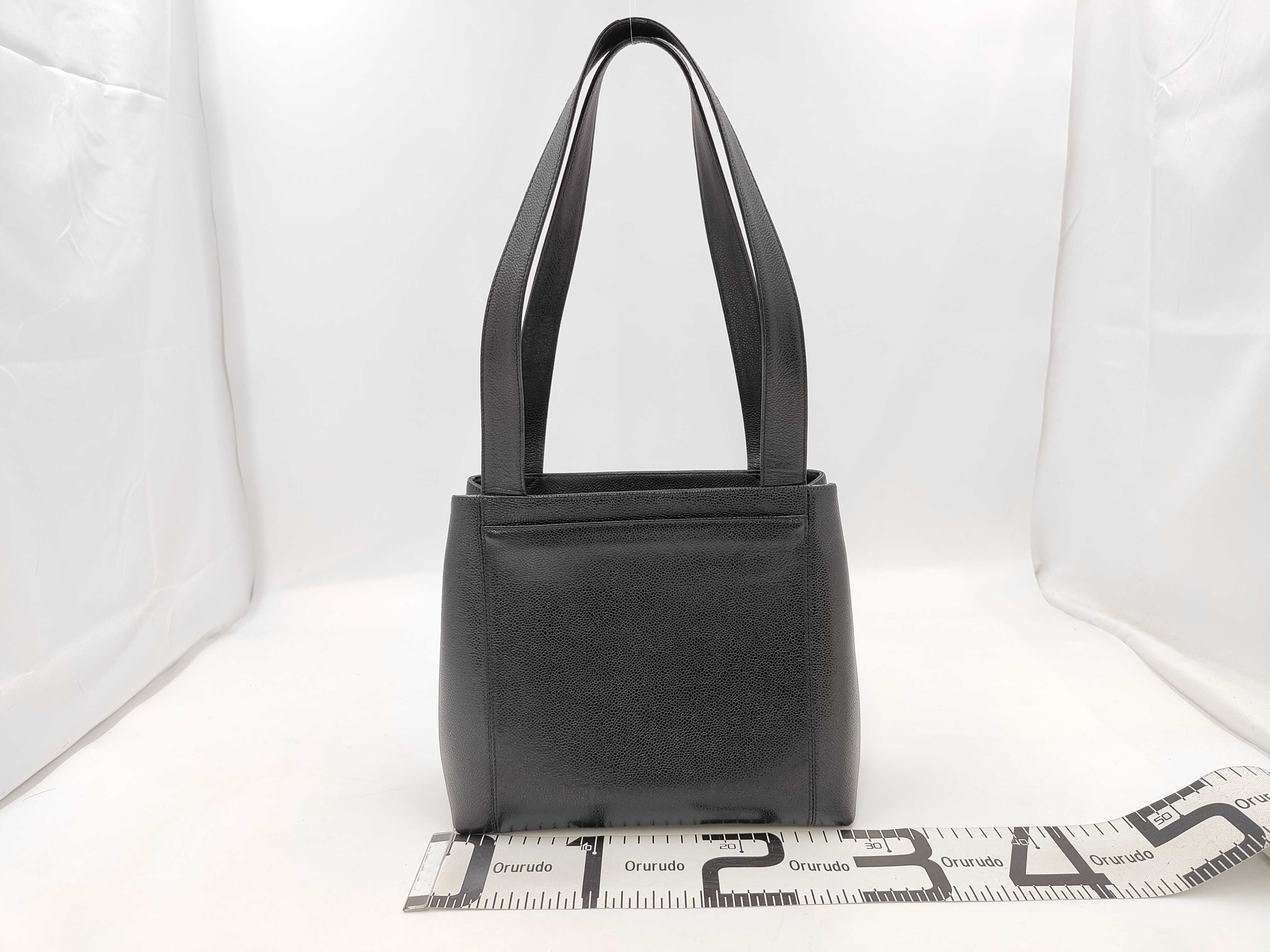 Caviar Skin Embossed Logo Tote Bag, Black, A08062/4705328 (Tote Bag) — view 2