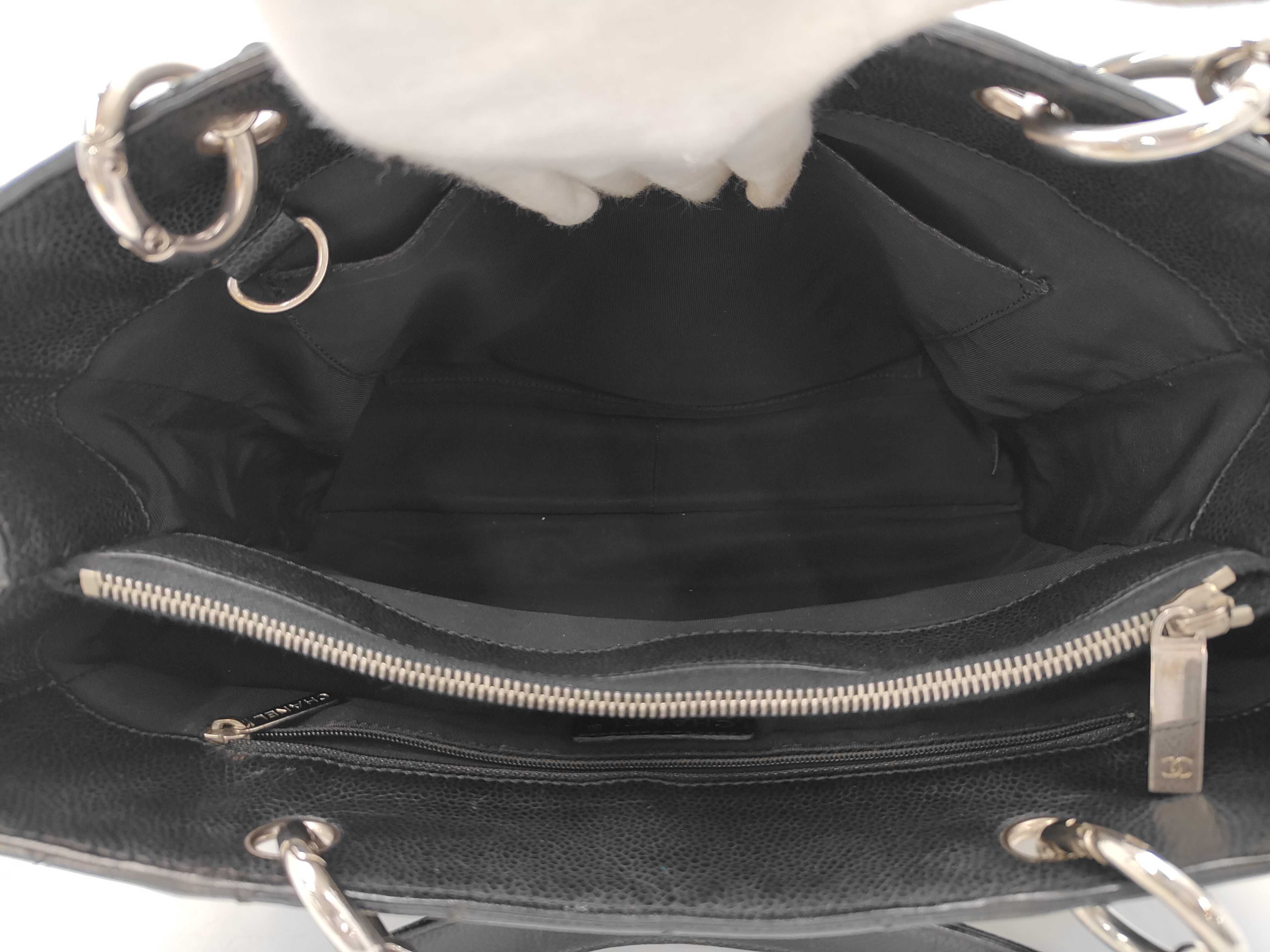 GST Caviar Leather Tote Bag (with seal) - Black Leather Tote Bag — view 8
