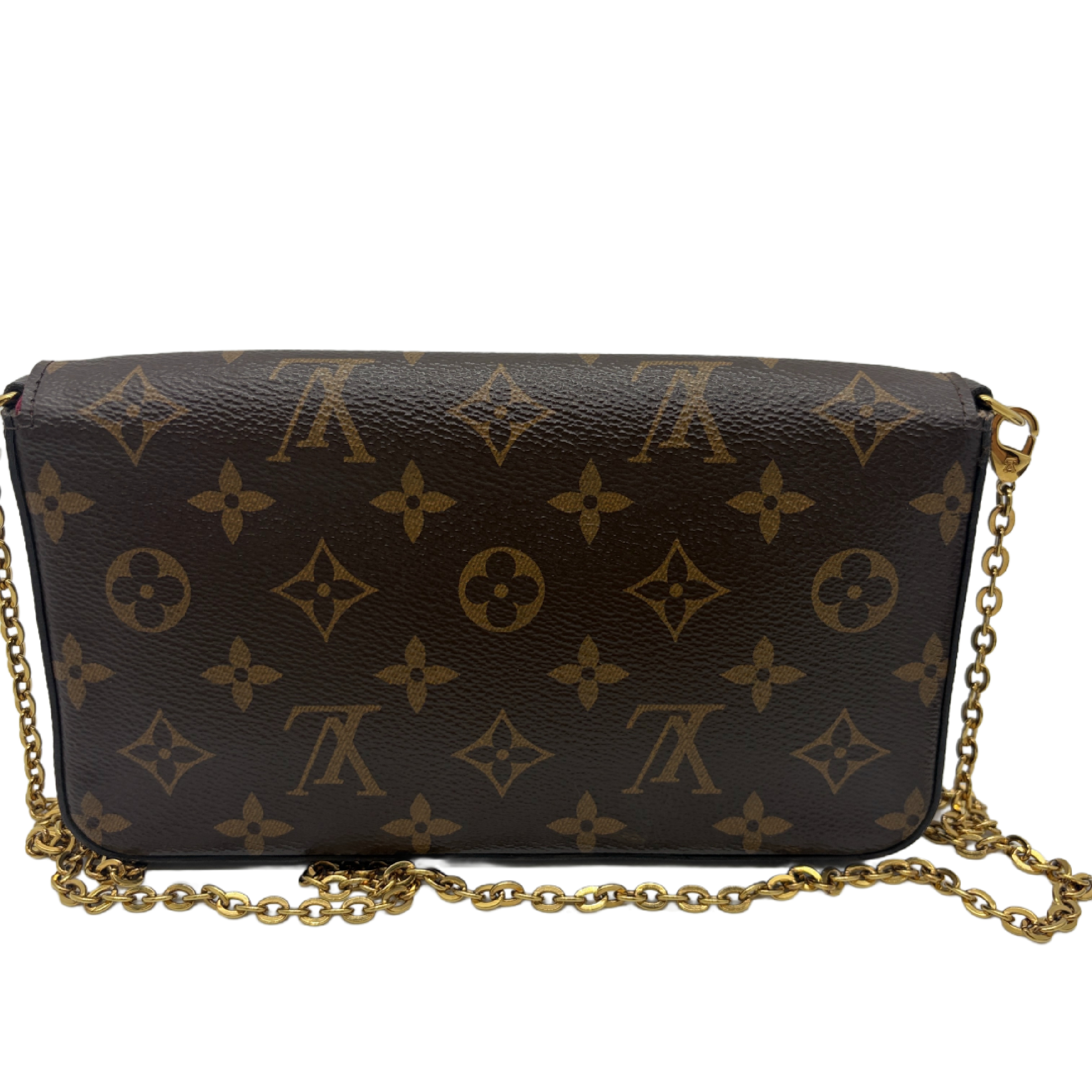 Monogram Pochette Felicie Chain Shoulder Bag Fuchsia Gold Hardware Shoulder Bag — view 2