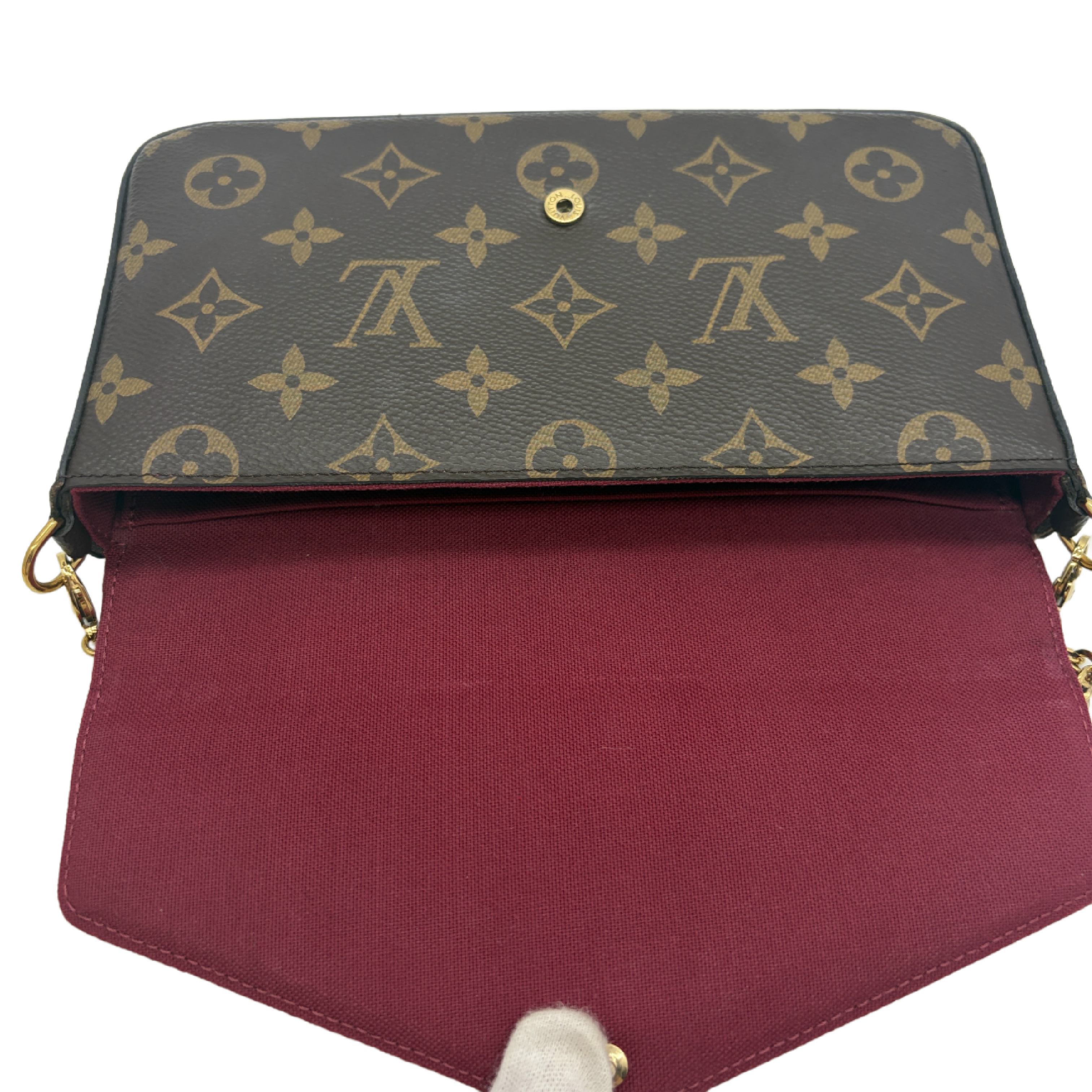 Monogram Pochette Felicie Chain Shoulder Bag Fuchsia Gold Hardware Shoulder Bag — view 11