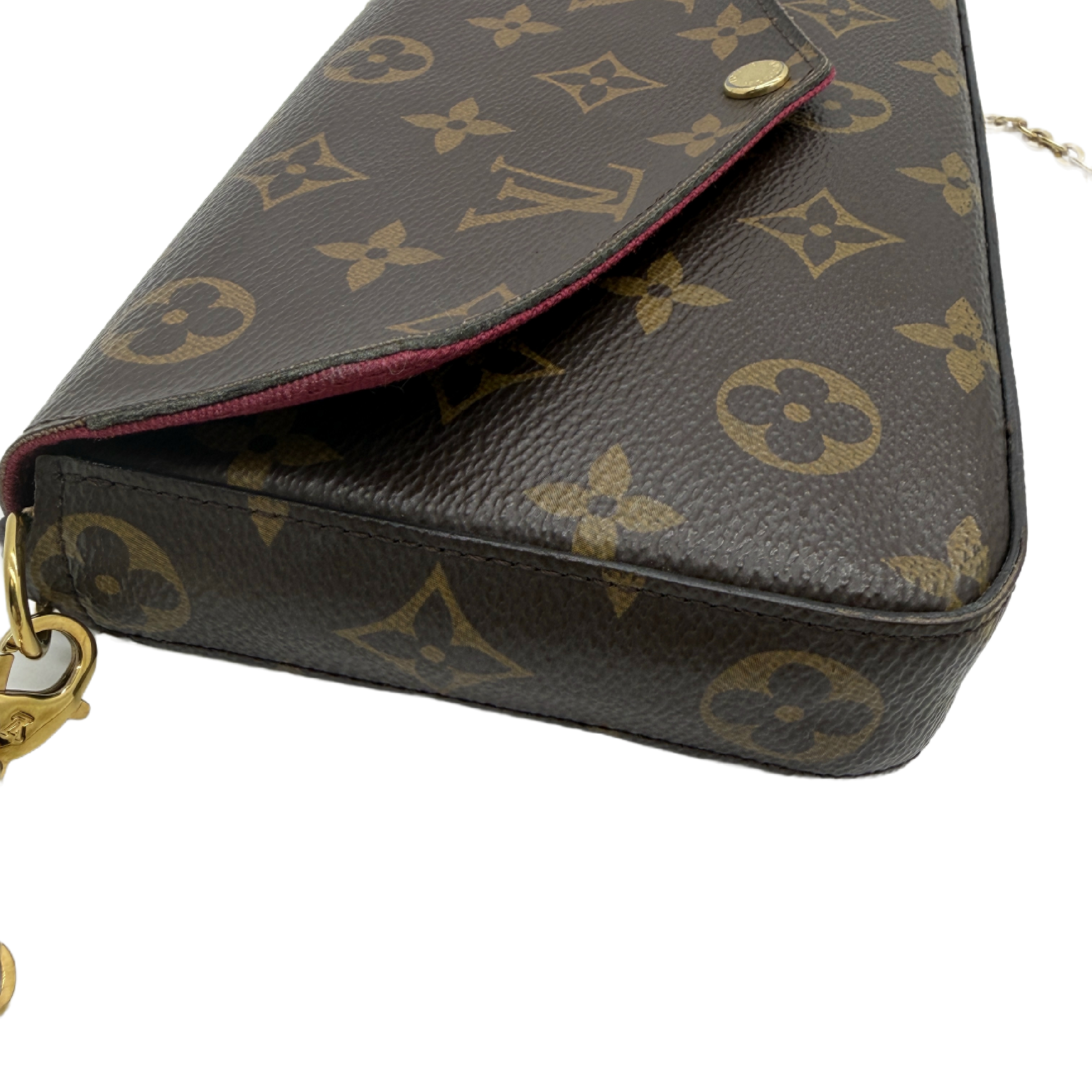 Monogram Pochette Felicie Chain Shoulder Bag Fuchsia Gold Hardware Shoulder Bag — view 3