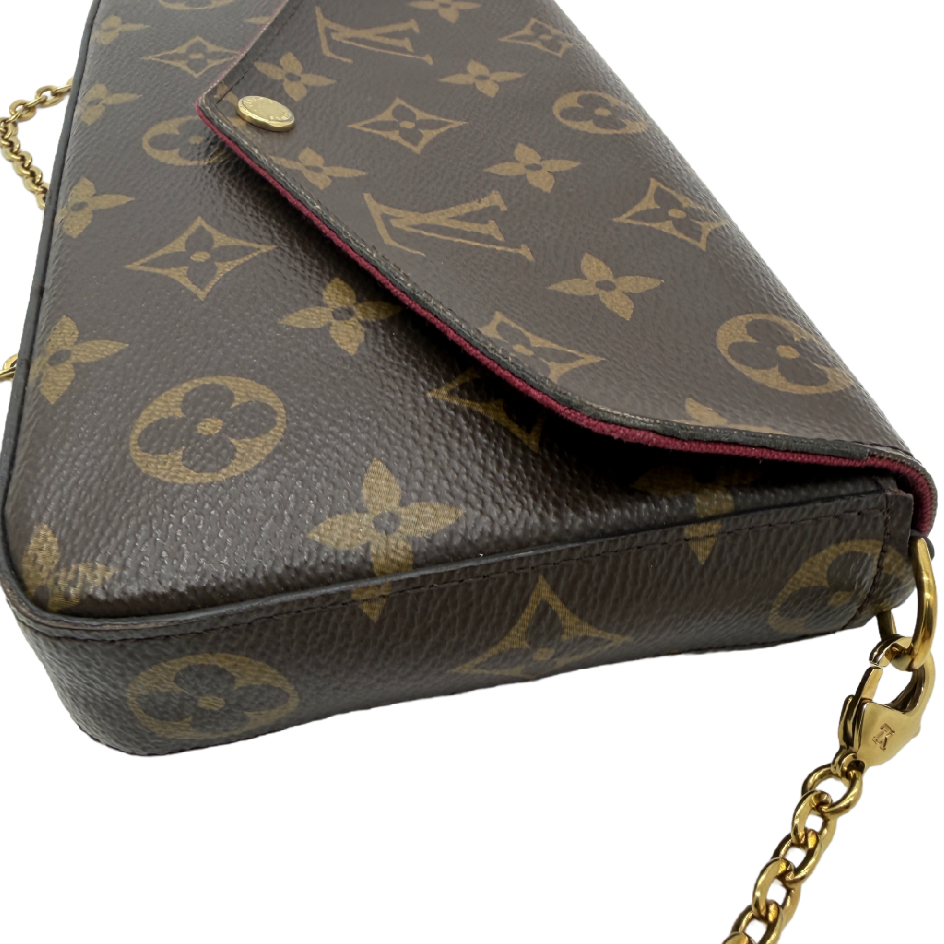 Monogram Pochette Felicie Chain Shoulder Bag Fuchsia Gold Hardware Shoulder Bag — view 4