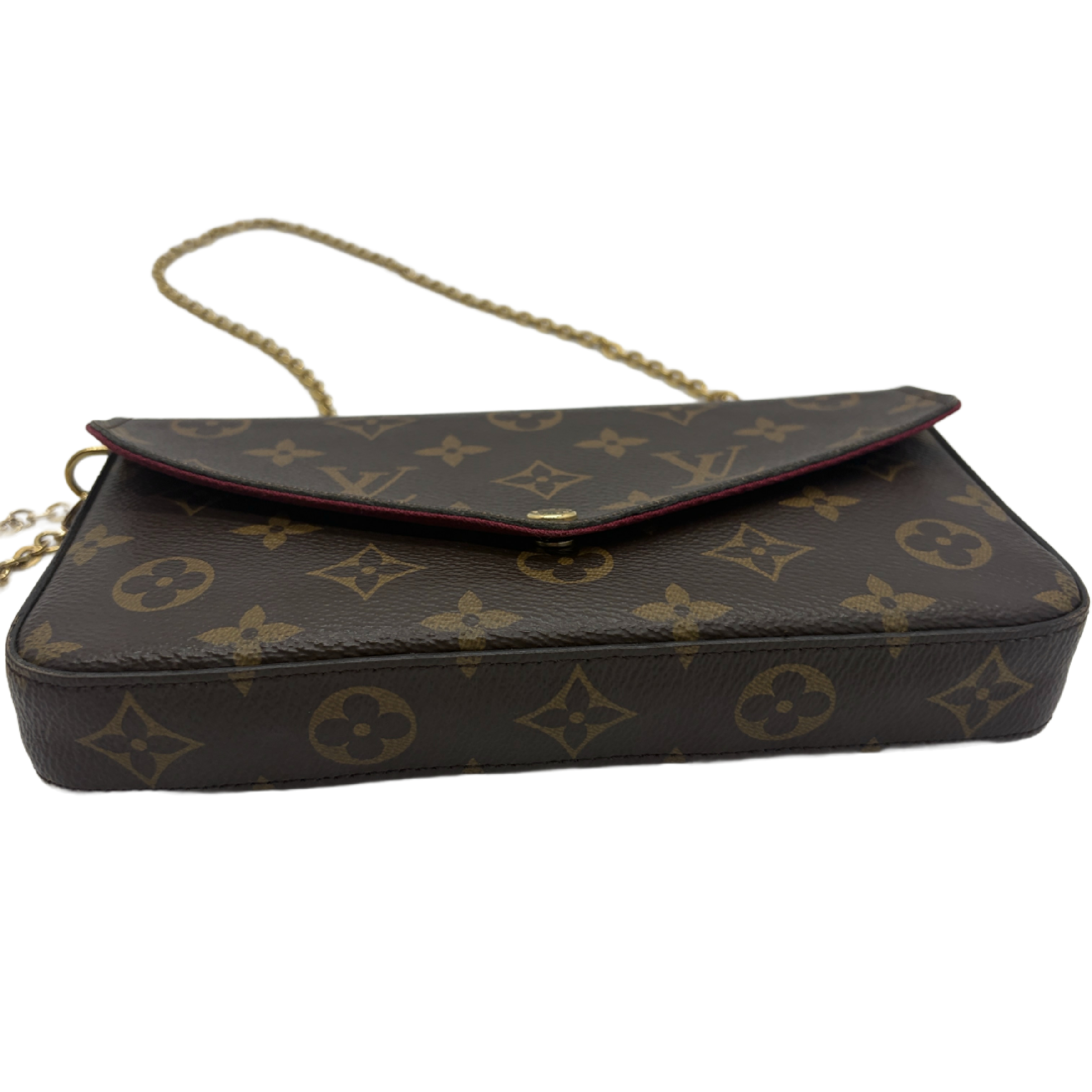 Monogram Pochette Felicie Chain Shoulder Bag Fuchsia Gold Hardware Shoulder Bag — view 6