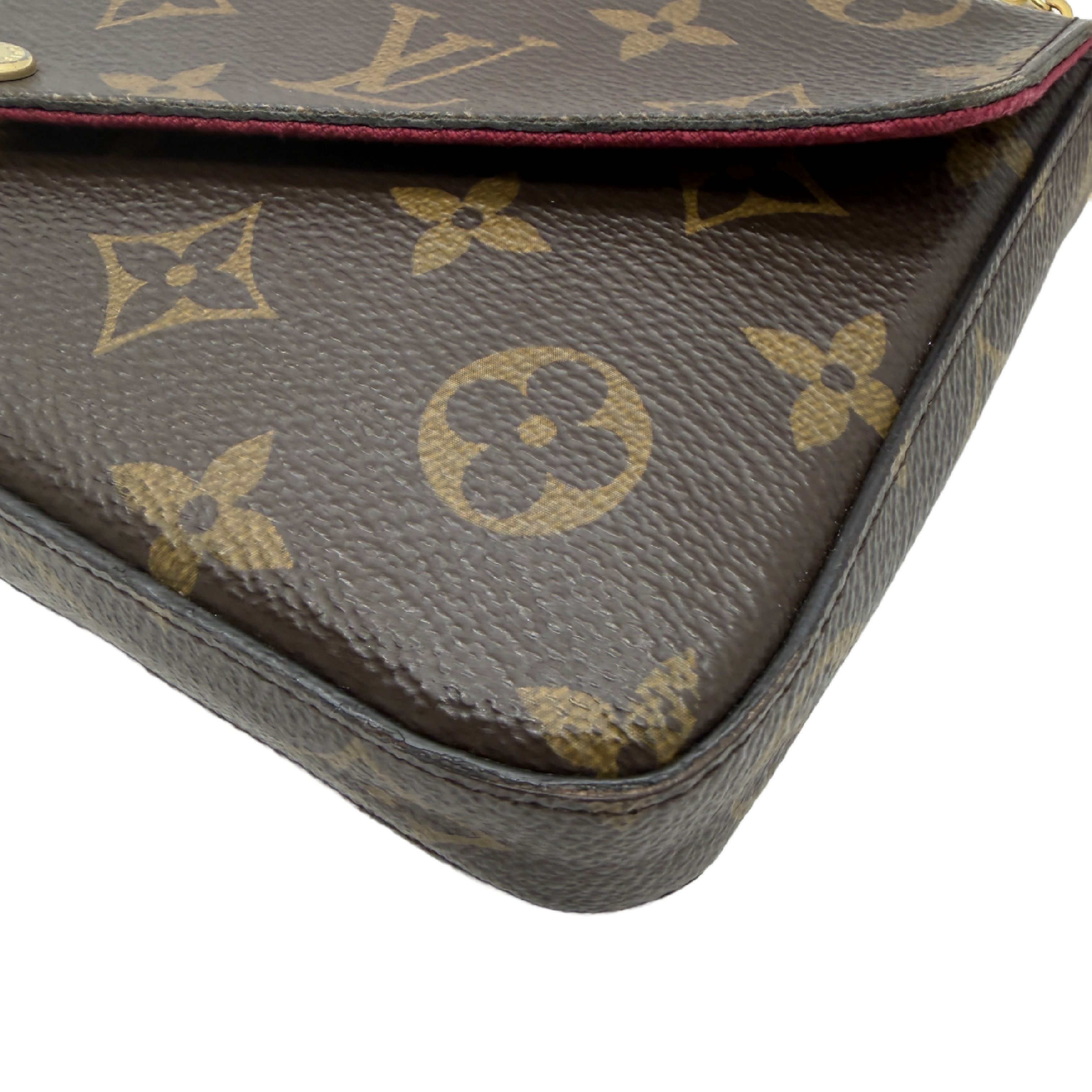 Monogram Pochette Felicie Chain Shoulder Bag Fuchsia Gold Hardware Shoulder Bag — view 7