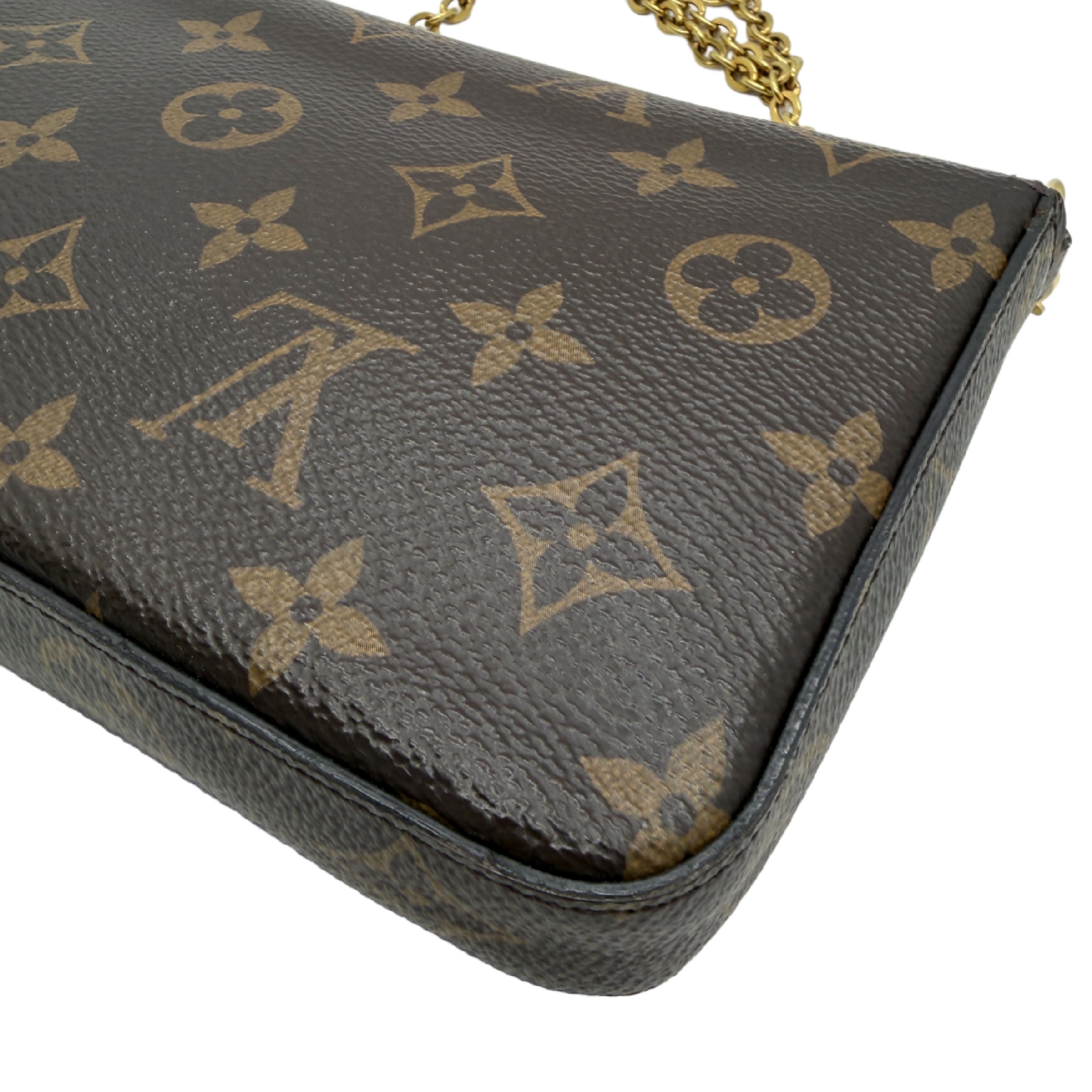 Monogram Pochette Felicie Chain Shoulder Bag Fuchsia Gold Hardware Shoulder Bag — view 9