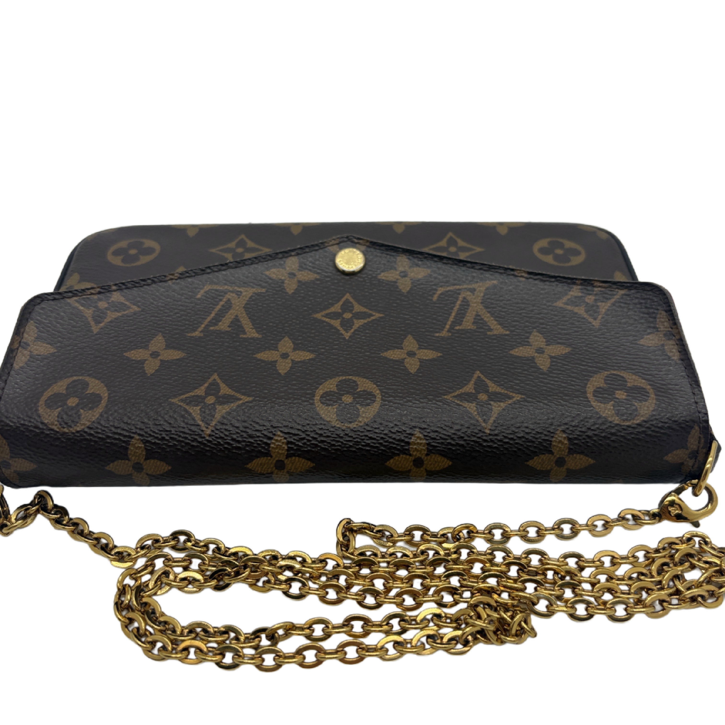 Monogram Pochette Felicie Chain Shoulder Bag Fuchsia Gold Hardware Shoulder Bag — view 10