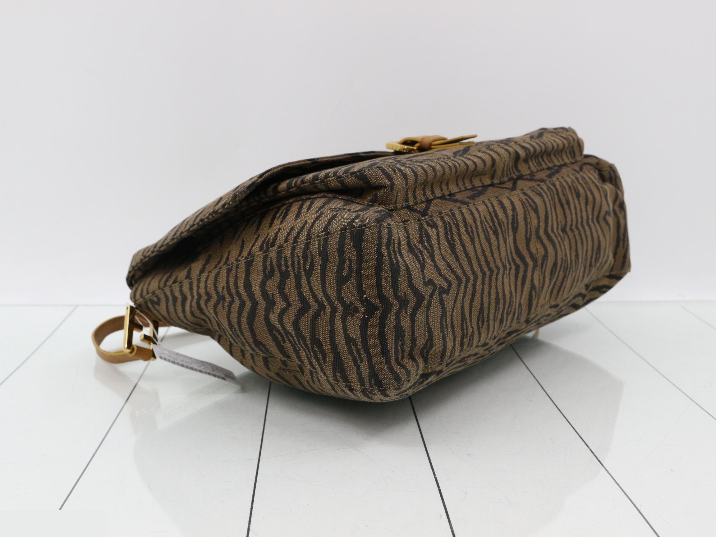 Zebra Canvas One-Shoulder Bag, Brown — view 5