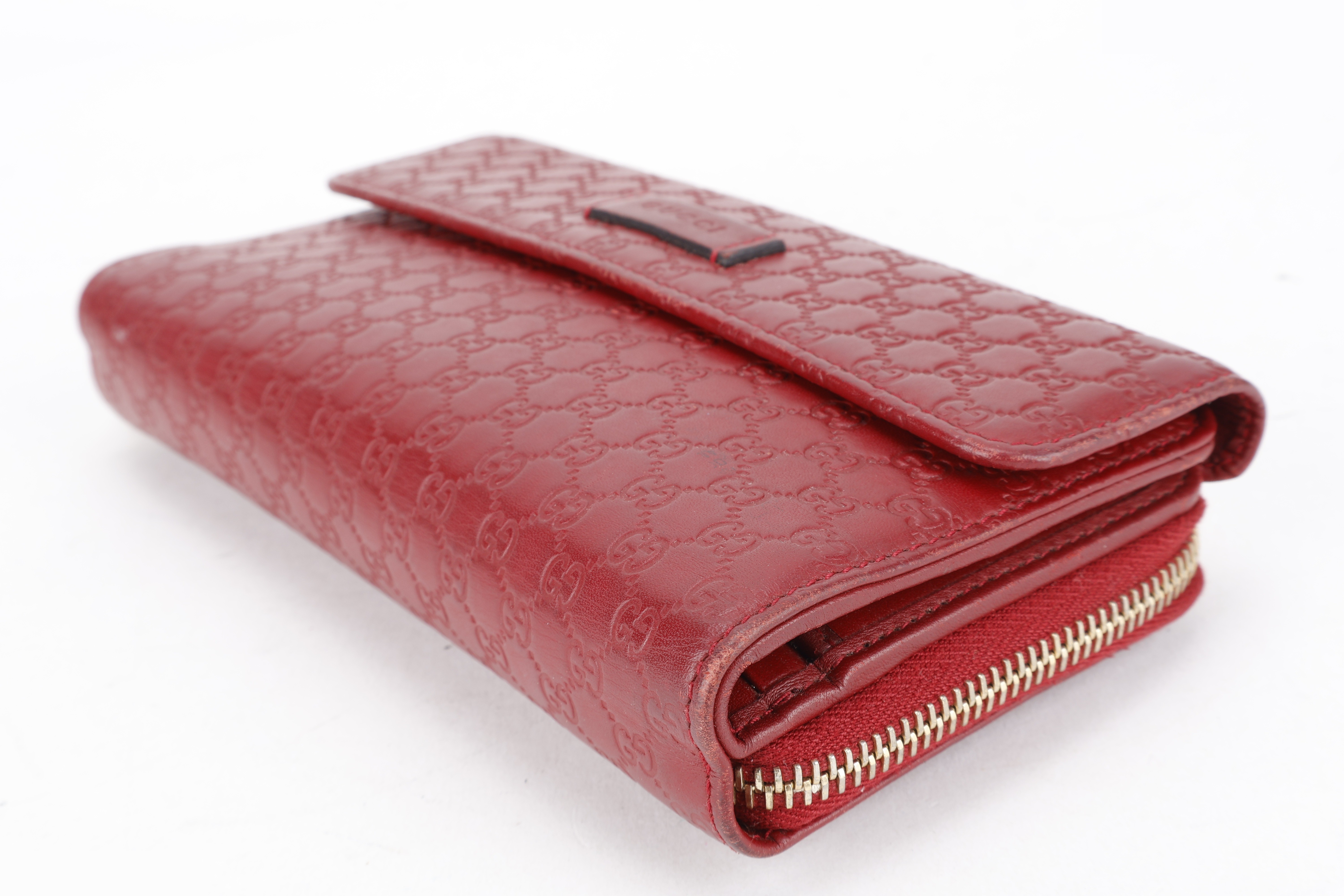 GG SIGNATURE CONTINENTAL ZIP WALLET RED — view 3