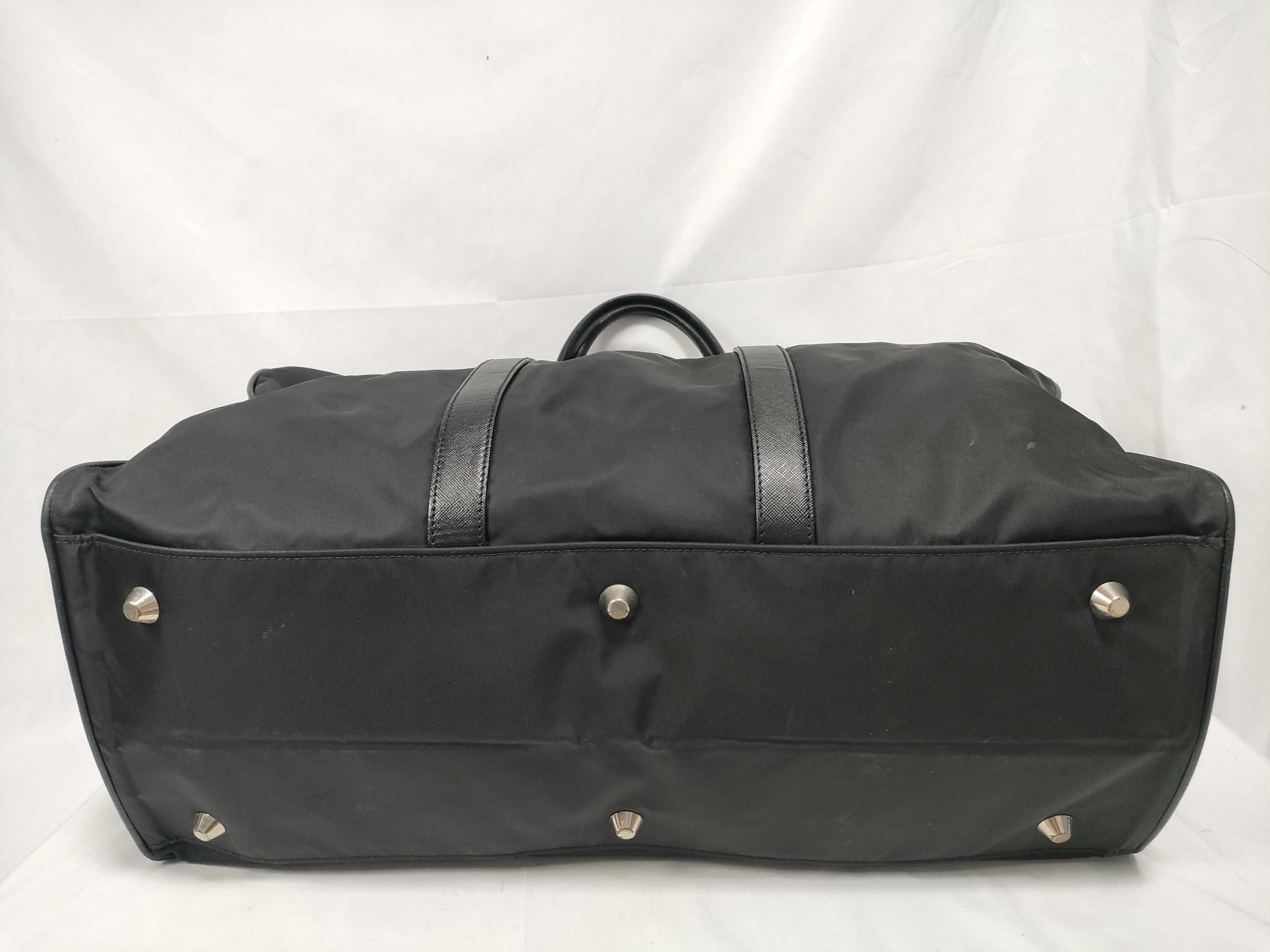 Boston bag, Saffiano leather, 2-way nylon, triangular logo handbag — view 3