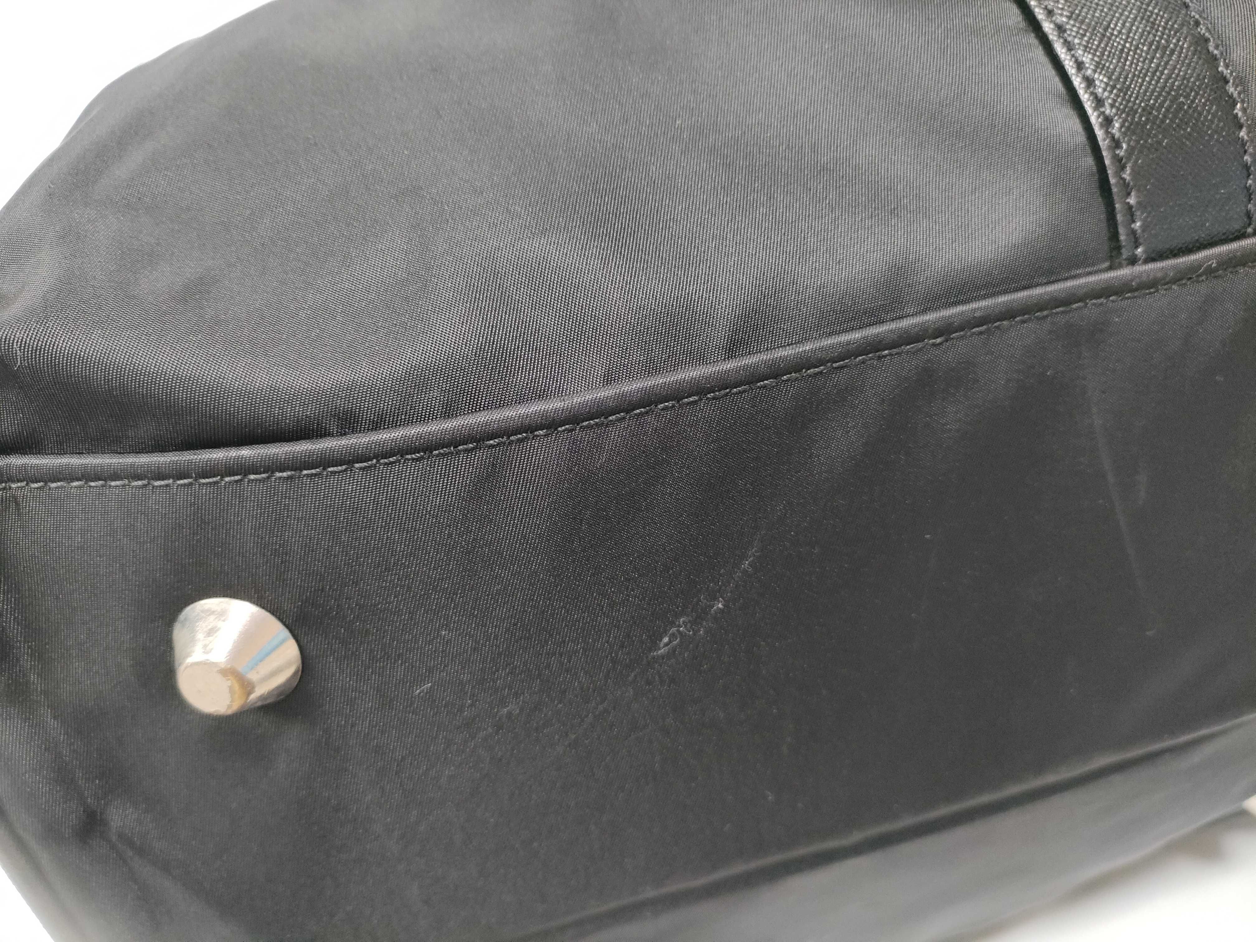 Boston bag, Saffiano leather, 2-way nylon, triangular logo handbag — view 7