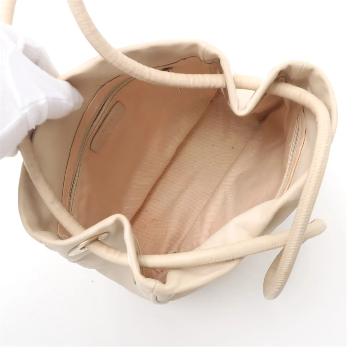 Camellia Lambskin Tote Bag Beige Gold Hardware 7984149 No. 7 — view 7