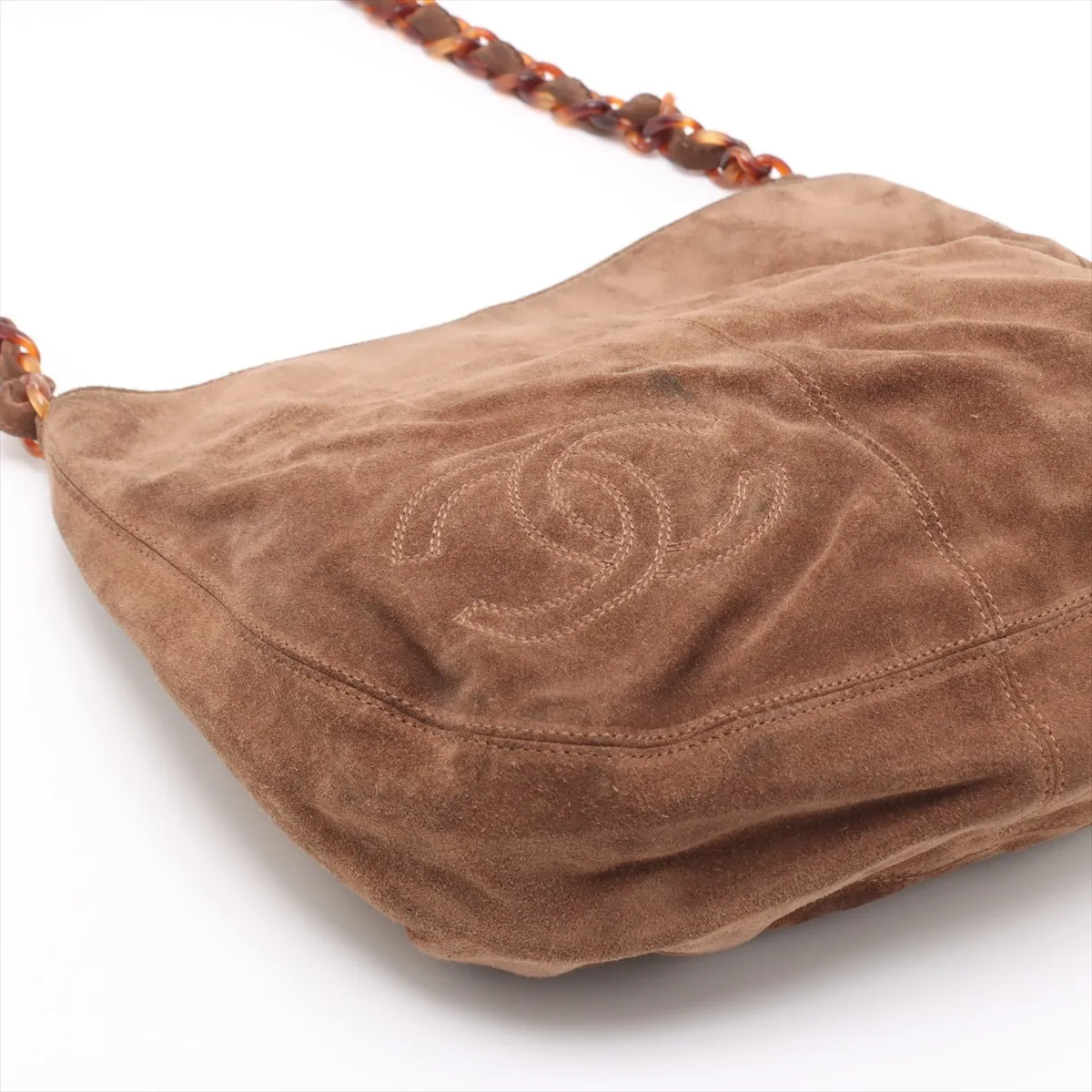 Coco Mark Suede Chain Shoulder Bag, Brown, 5492390, Series 5 — view 4