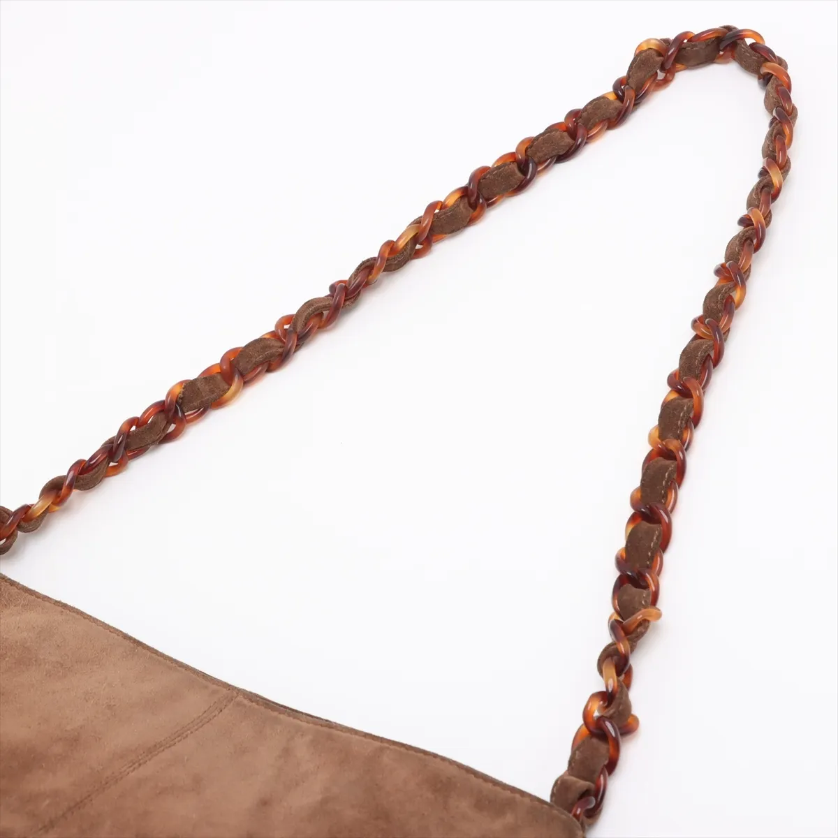 Coco Mark Suede Chain Shoulder Bag, Brown, 5492390, Series 5 — view 5