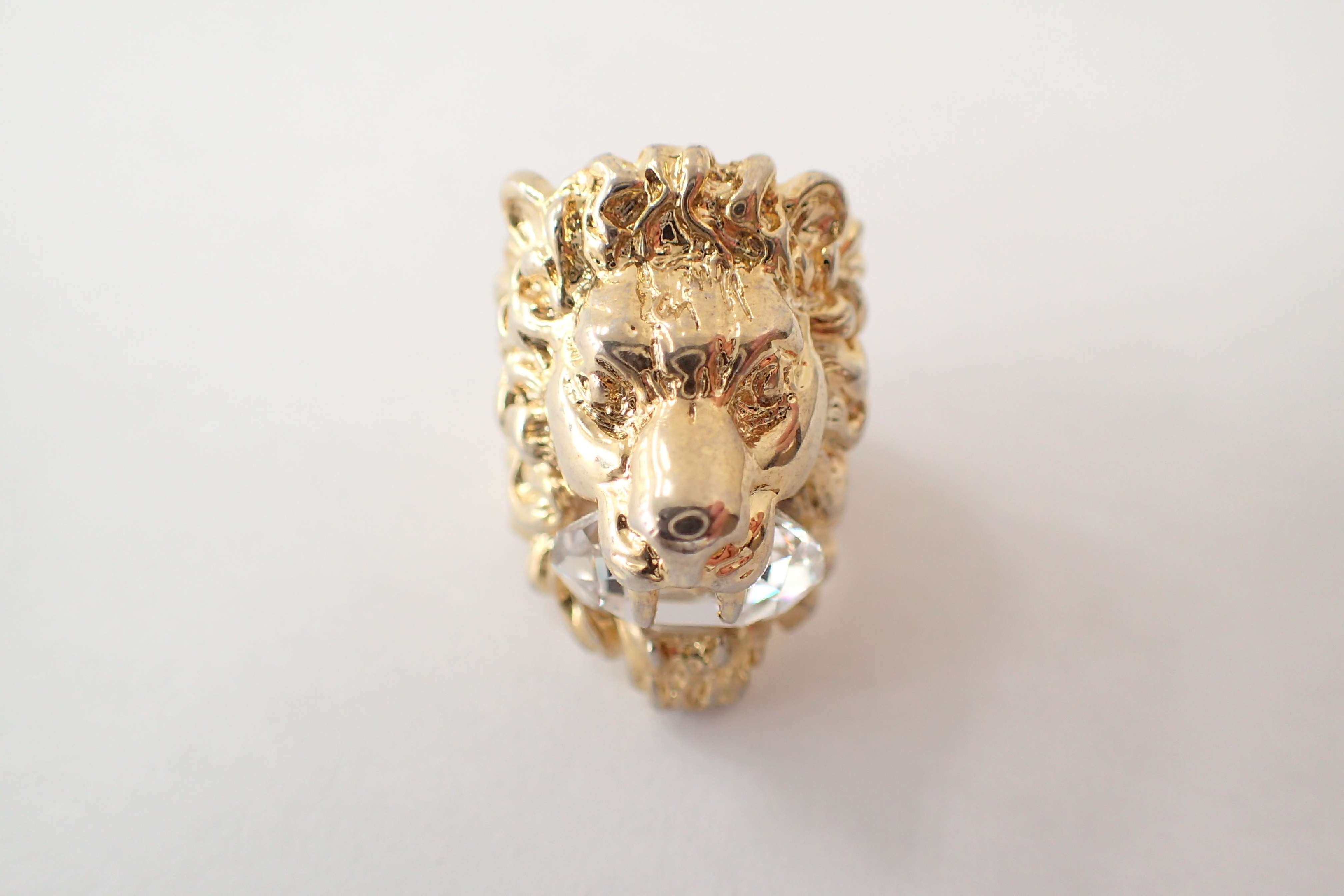 Lion Clear Stone Gold Color Ring — view 7