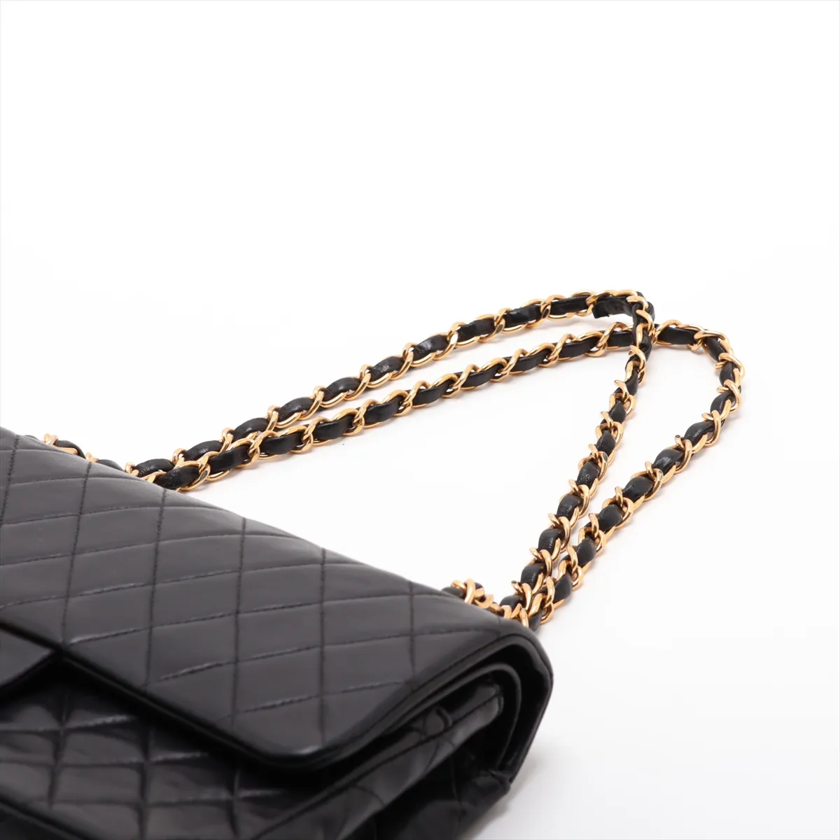 Matelassé 25 Lambskin Double Flap Double Chain Bag, Black with Gold Hardware, 6520142, Series 6, A01112 — view 5