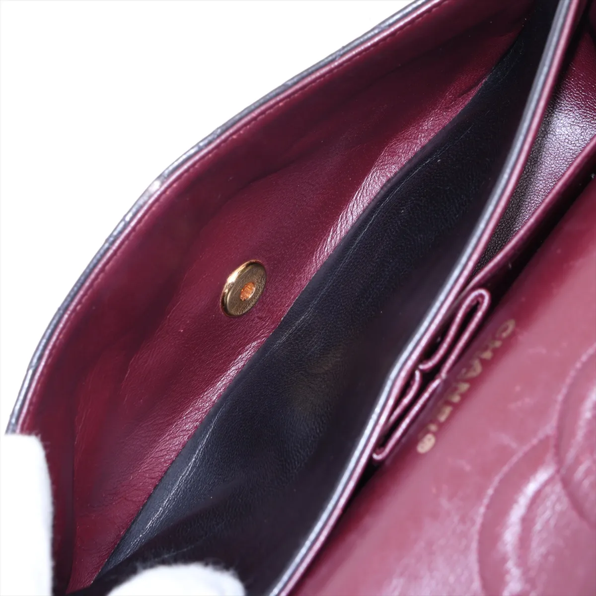 Matelassé 25 Lambskin Double Flap Double Chain Bag, Black with Gold Hardware, 6520142, Series 6, A01112 — view 7