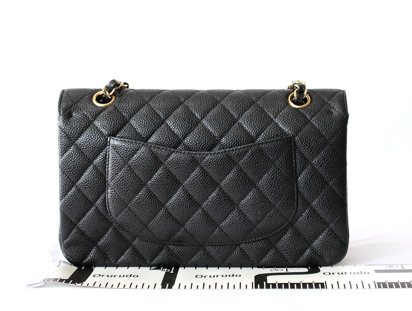 Caviar leather Matelassé 25 Double flap Double chain shoulder bag, black — view 2