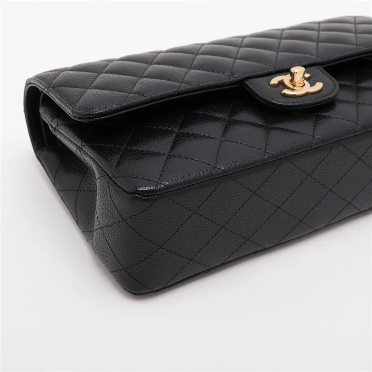 [Individually packaged] Chanel Matelassé 25 Caviar Skin Double Flap Double Chain Bag Black Gold Hardware GKUEP8GH Random Plate A01112 — view 4
