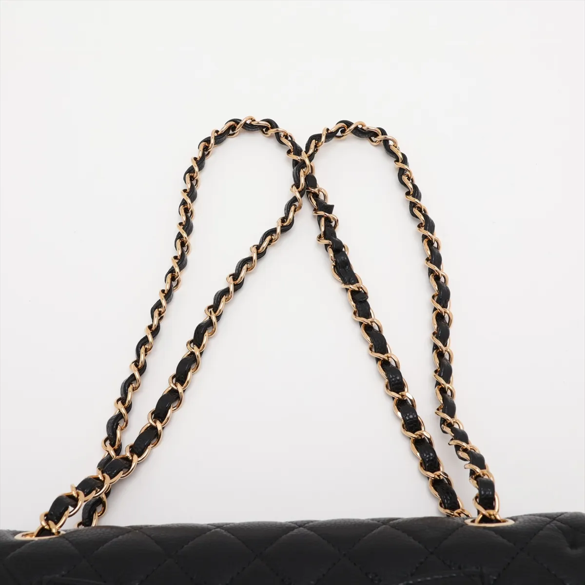 [Individually packaged] Chanel Matelassé 25 Caviar Skin Double Flap Double Chain Bag Black Gold Hardware GKUEP8GH Random Plate A01112 — view 6