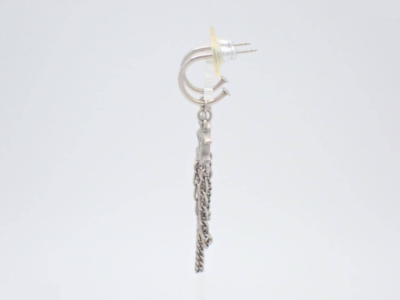 hoop earrings, model 09P, with Coco Mark logo and chain, silver, 5.5 cm tall. — view 3