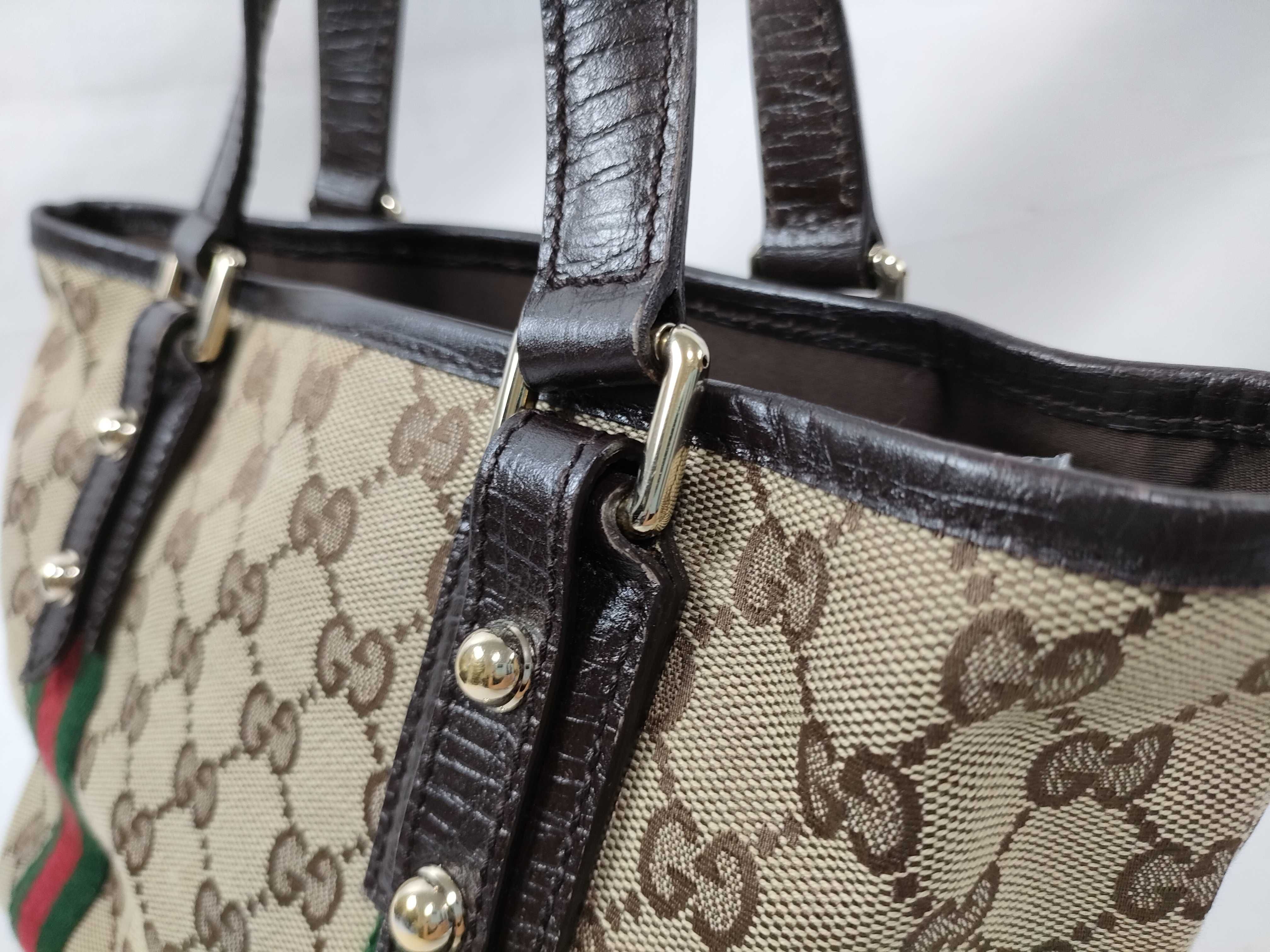 GG Canvas Tote Bag, Beige x Sherry Handbag — view 4