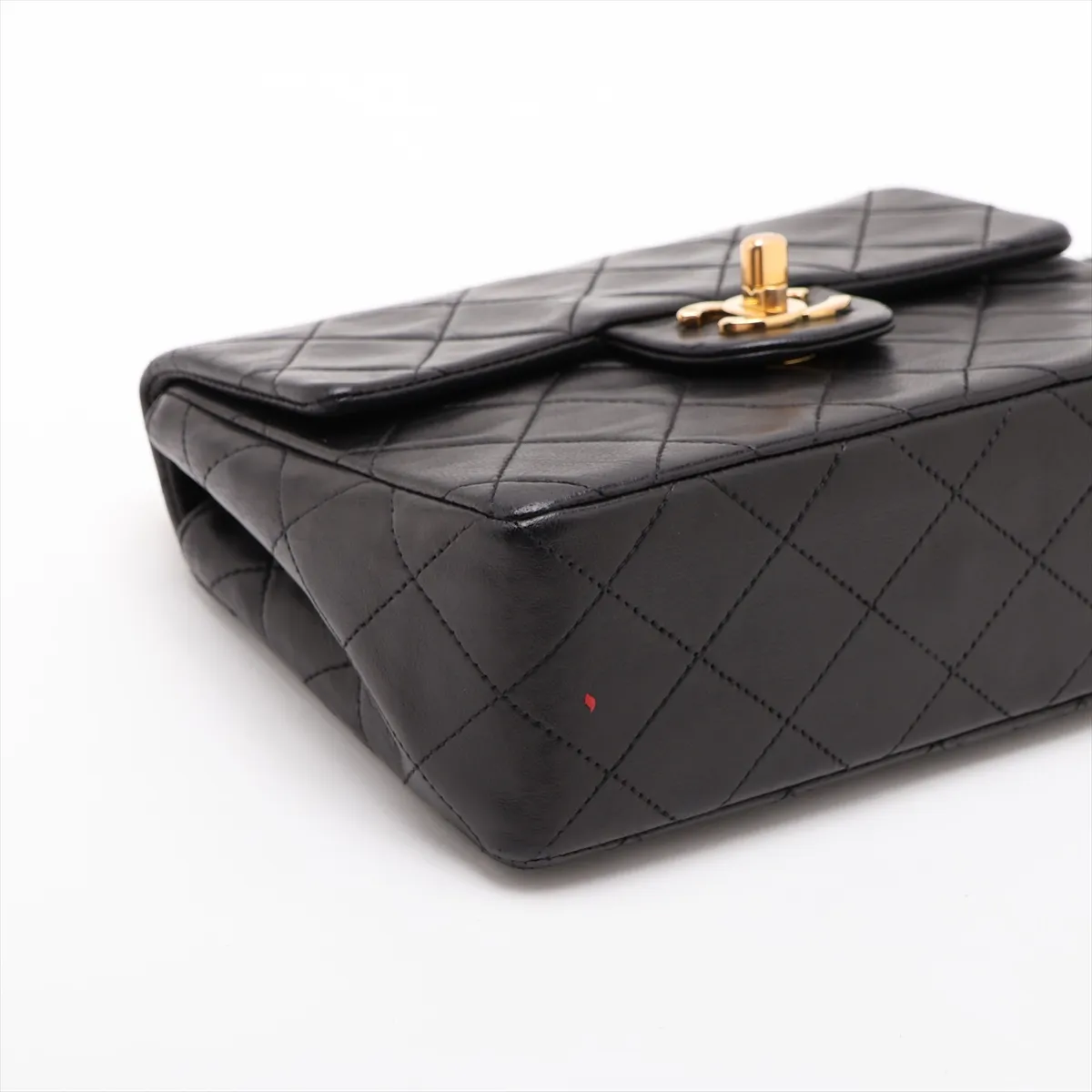 Mini Matelassé 17 Lambskin Single Flap Single Chain Bag, Black with Gold Hardware, 3088380, Series 3, A01115 — view 4