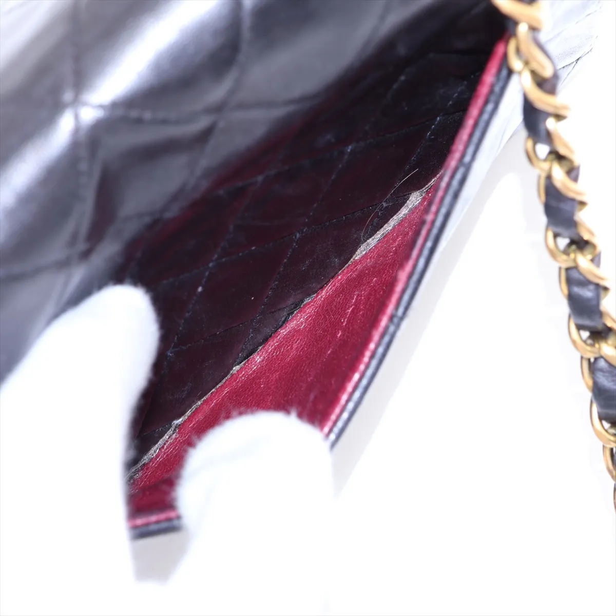Mini Matelassé 17 Lambskin Single Flap Single Chain Bag, Black with Gold Hardware, 3088380, Series 3, A01115 — view 9