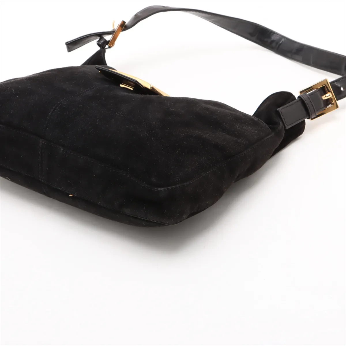 suede shoulder bag, black — view 3
