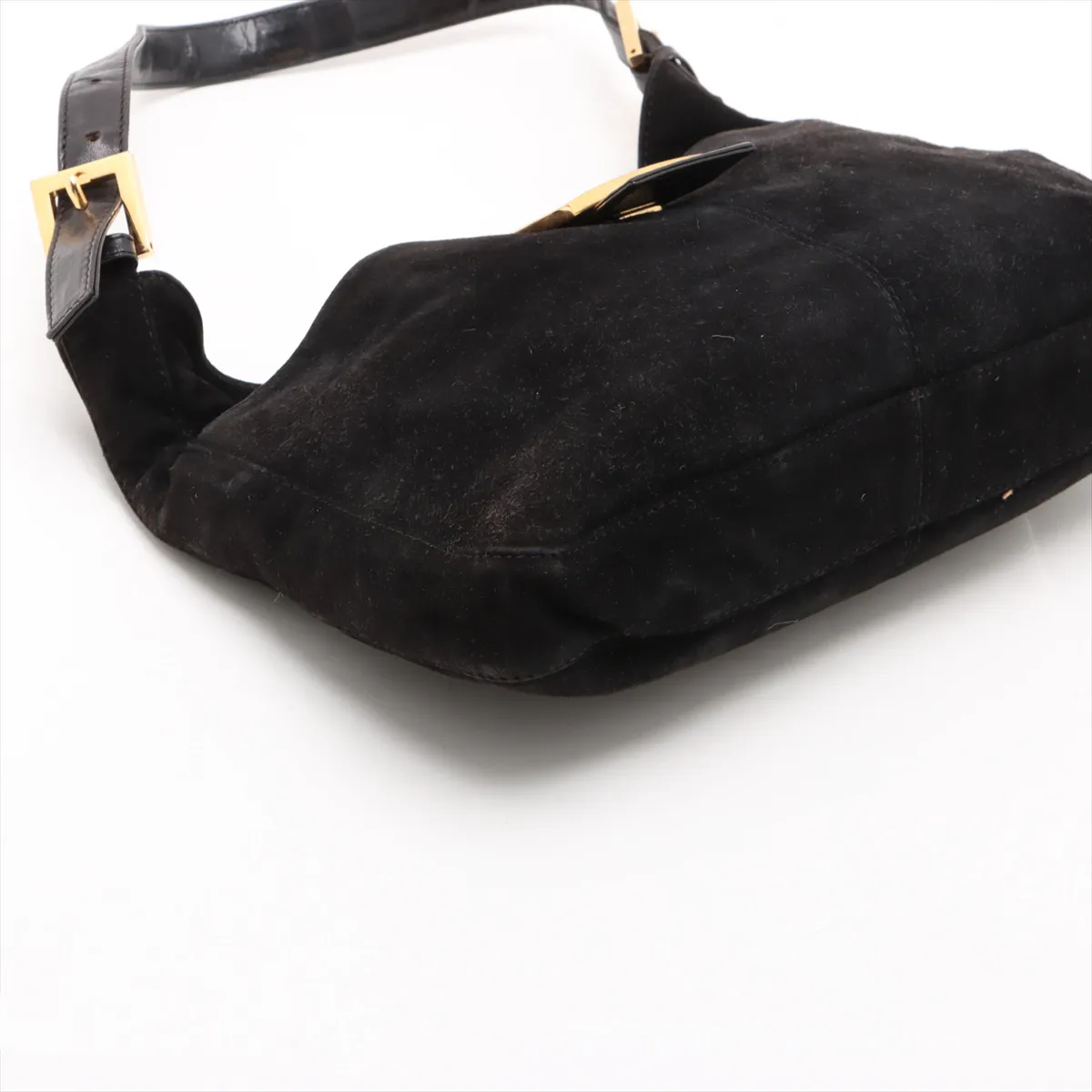 suede shoulder bag, black — view 4