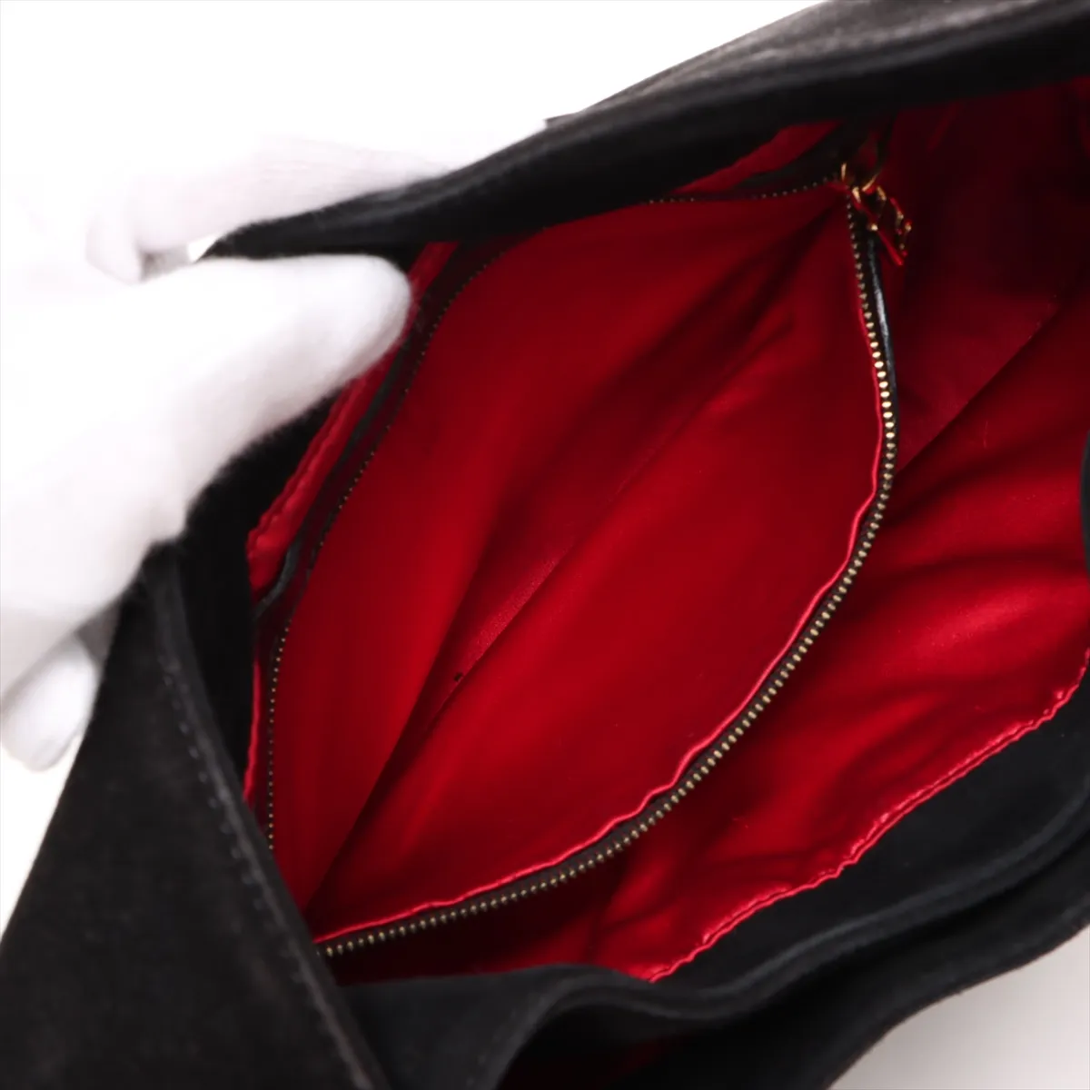 suede shoulder bag, black — view 8