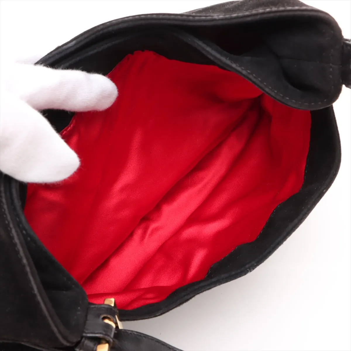 suede shoulder bag, black — view 9