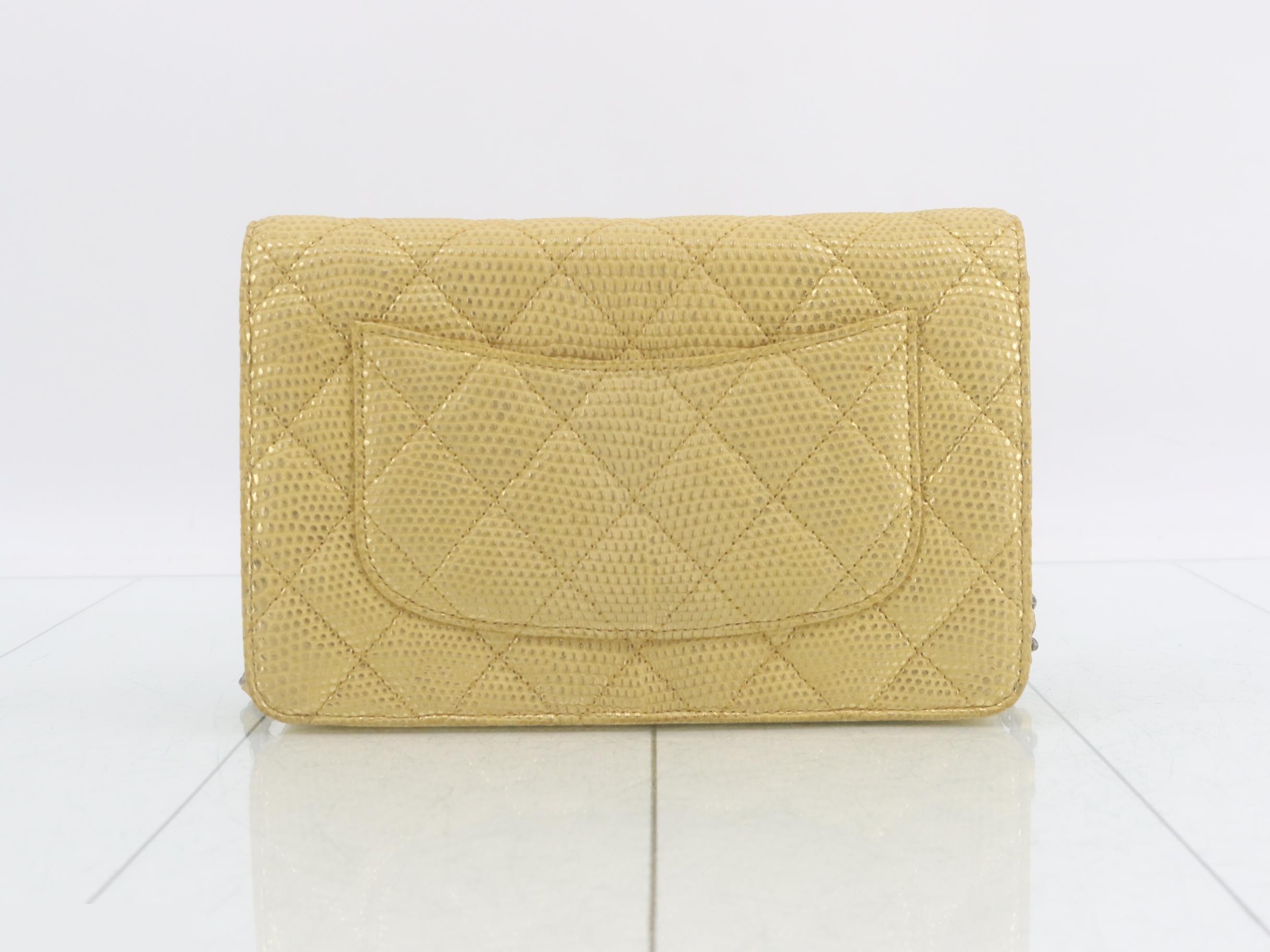 Lizard Gold Matelassé Chain Wallet — view 2